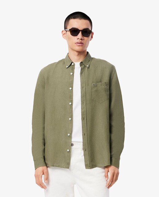 Imagen 0 de Camisa de hombre de lino de corte regular y manga larga