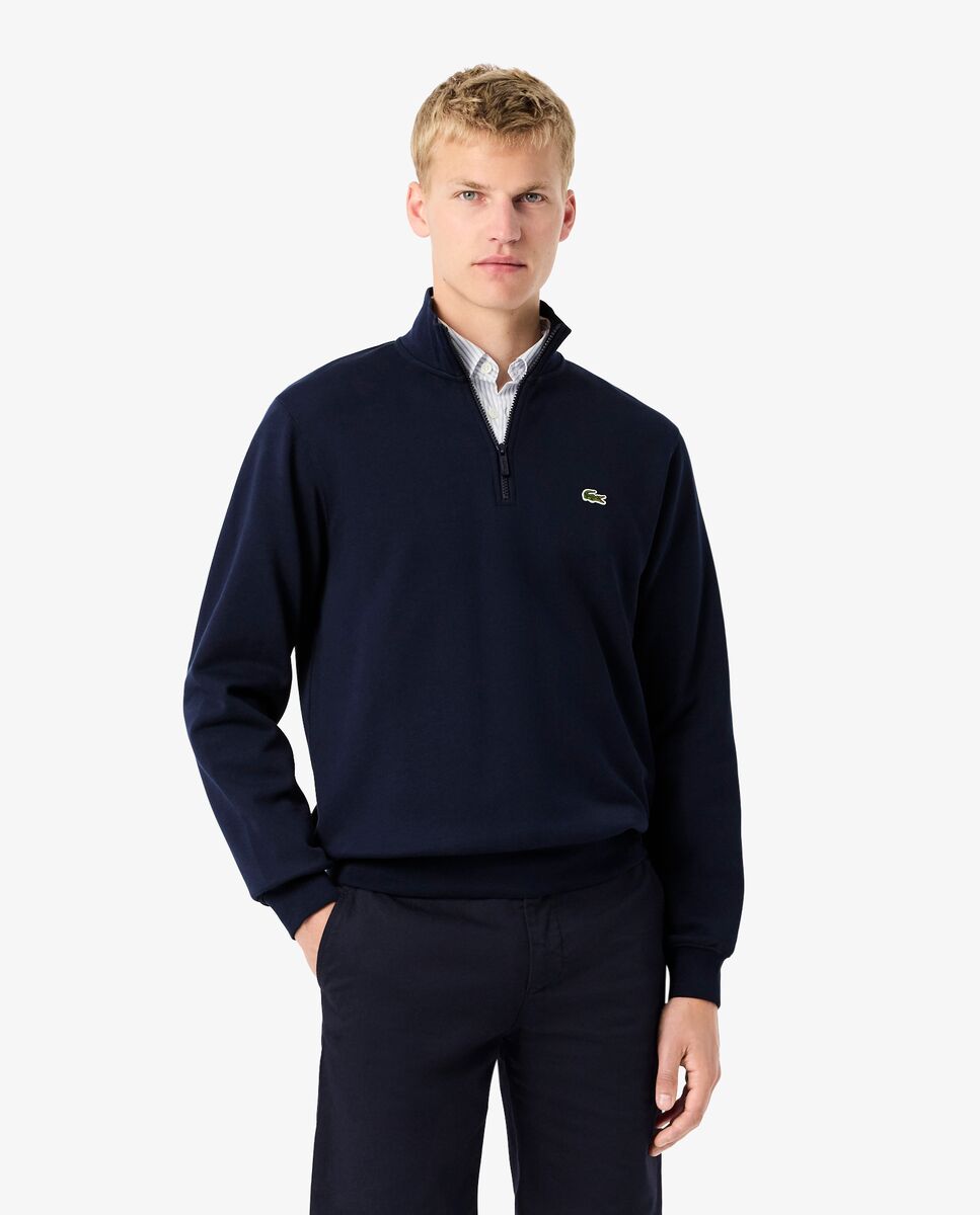 Sudadera sin capucha de hombre de felpa de cuello alto con cremallera en marrón - Lacoste - Azul marino Azul marino-1