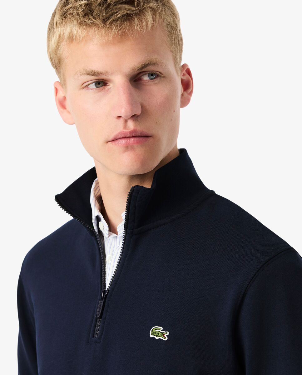 Sudadera sin capucha de hombre de felpa de cuello alto con cremallera en marrón - Lacoste - Azul marino Azul marino-3