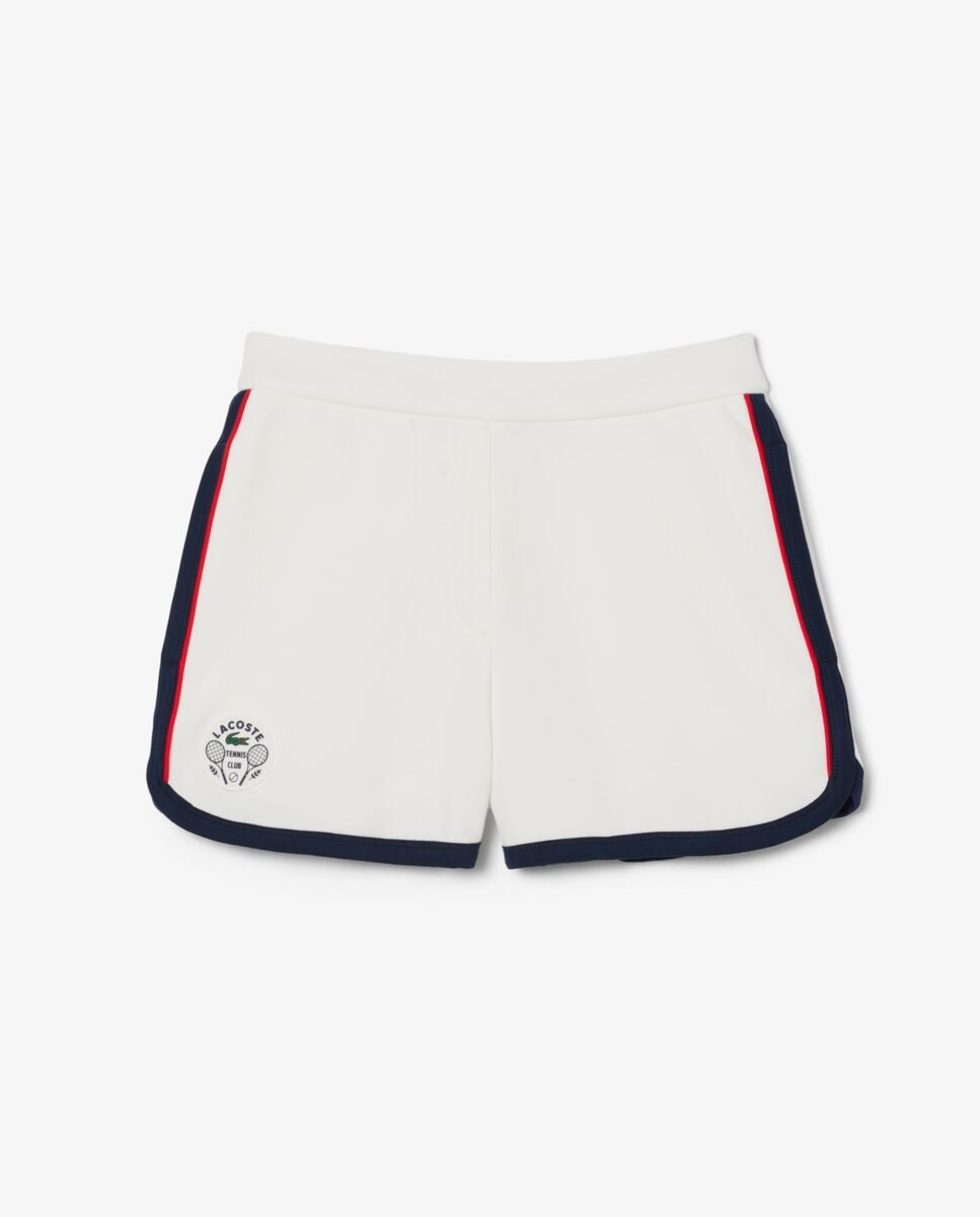 Pantalón de mujer corto de piqué elástico clásico de tenis en blanco - Lacoste - Blanco / Azul Blanco / Azul-6