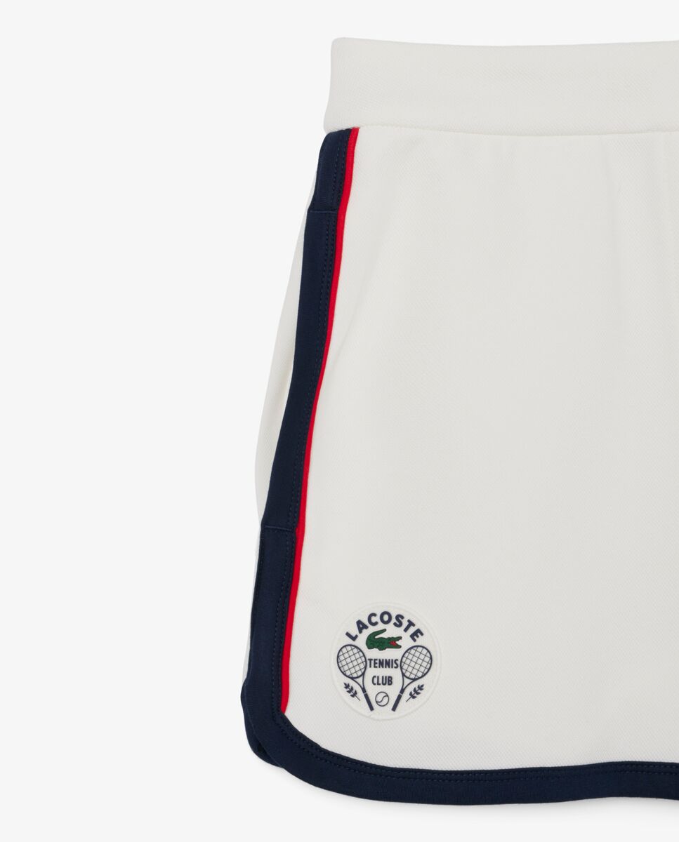Pantalón de mujer corto de piqué elástico clásico de tenis en blanco - Lacoste - Blanco / Azul Blanco / Azul-5