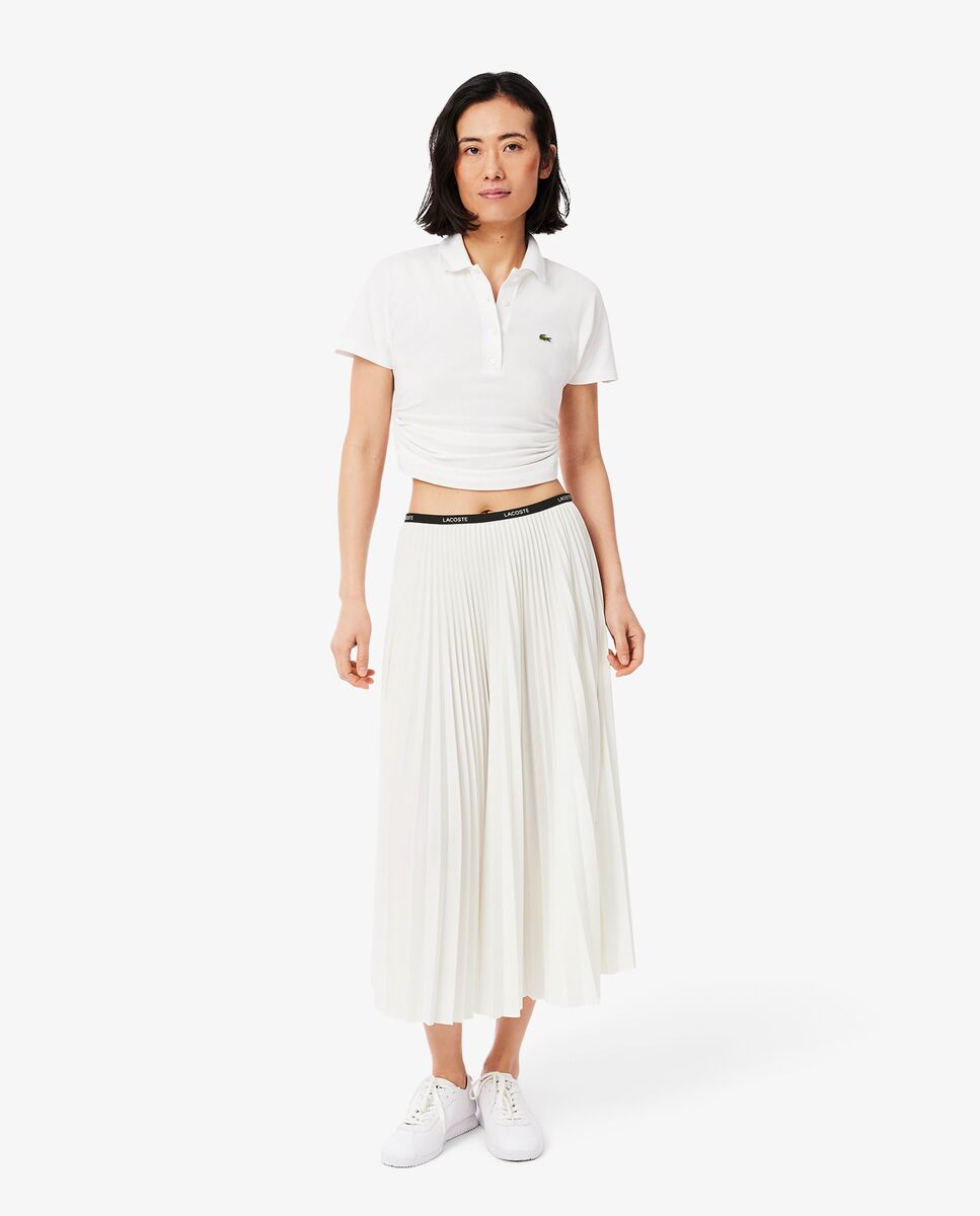 Falda larga plisada con cintura elástica - Lacoste - Blanco Blanco-1