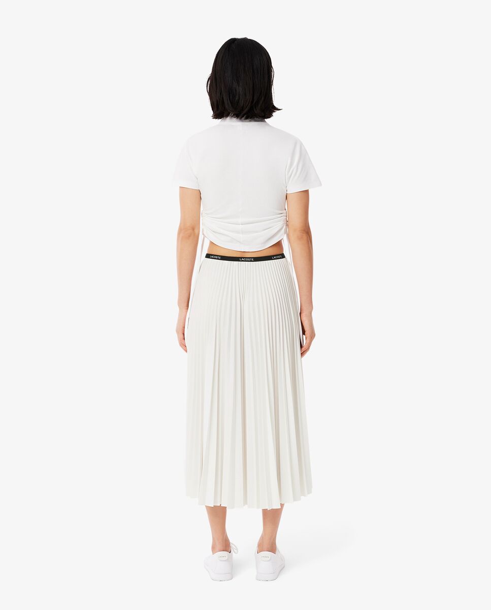 Falda larga plisada con cintura elástica - Lacoste - Blanco Blanco-2