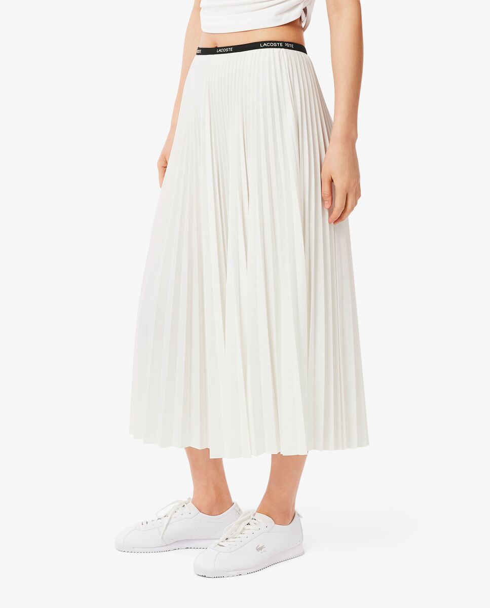 Falda larga plisada con cintura elástica - Lacoste - Blanco Blanco-3