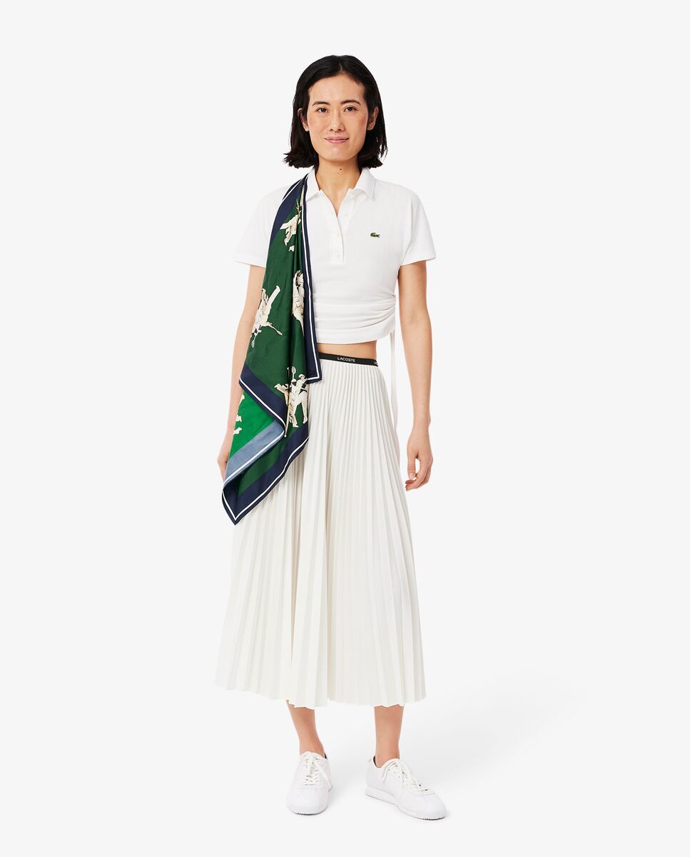 Falda larga plisada con cintura elástica - Lacoste - Blanco Blanco-4