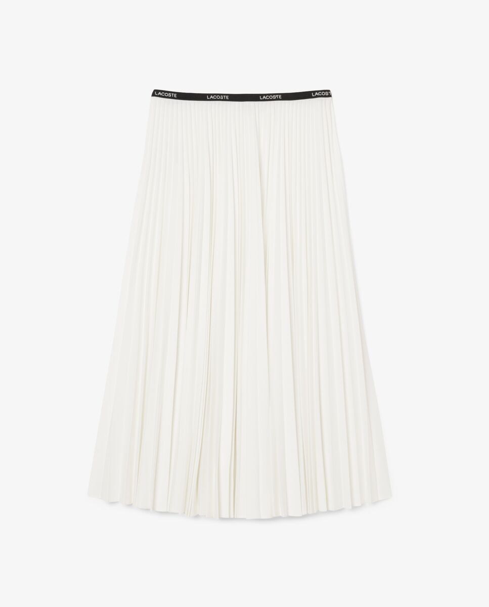 Falda larga plisada con cintura elástica - Lacoste - Blanco Blanco-6