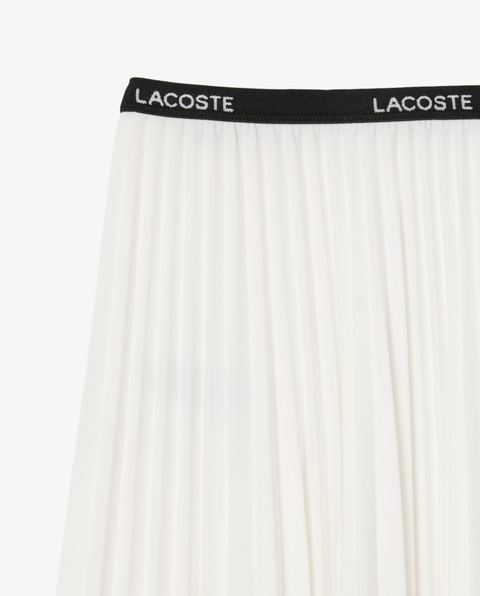 Falda larga plisada con cintura elástica - Lacoste - Blanco Blanco-5