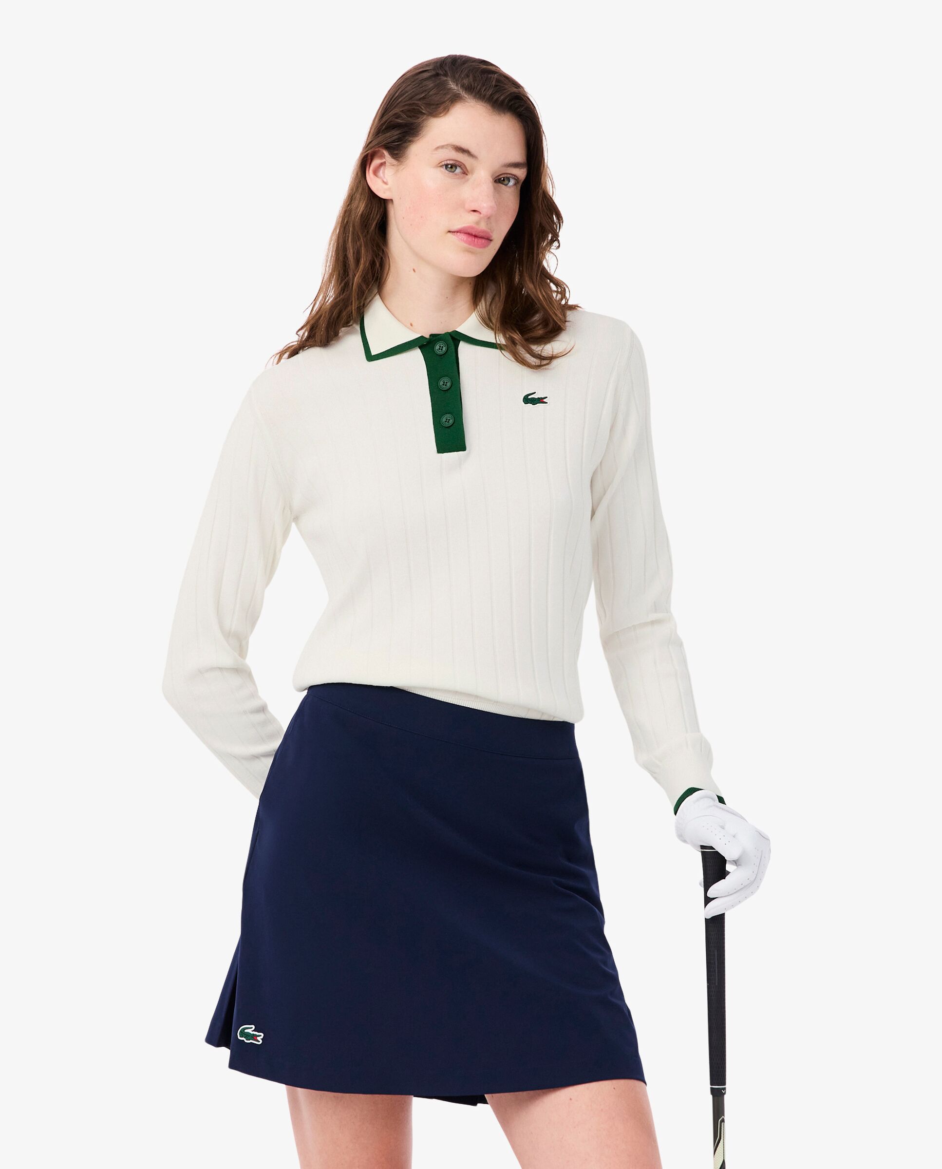 Jersey de golf elástico de mujer con cuello polo Lacoste - Verde Verde-1
