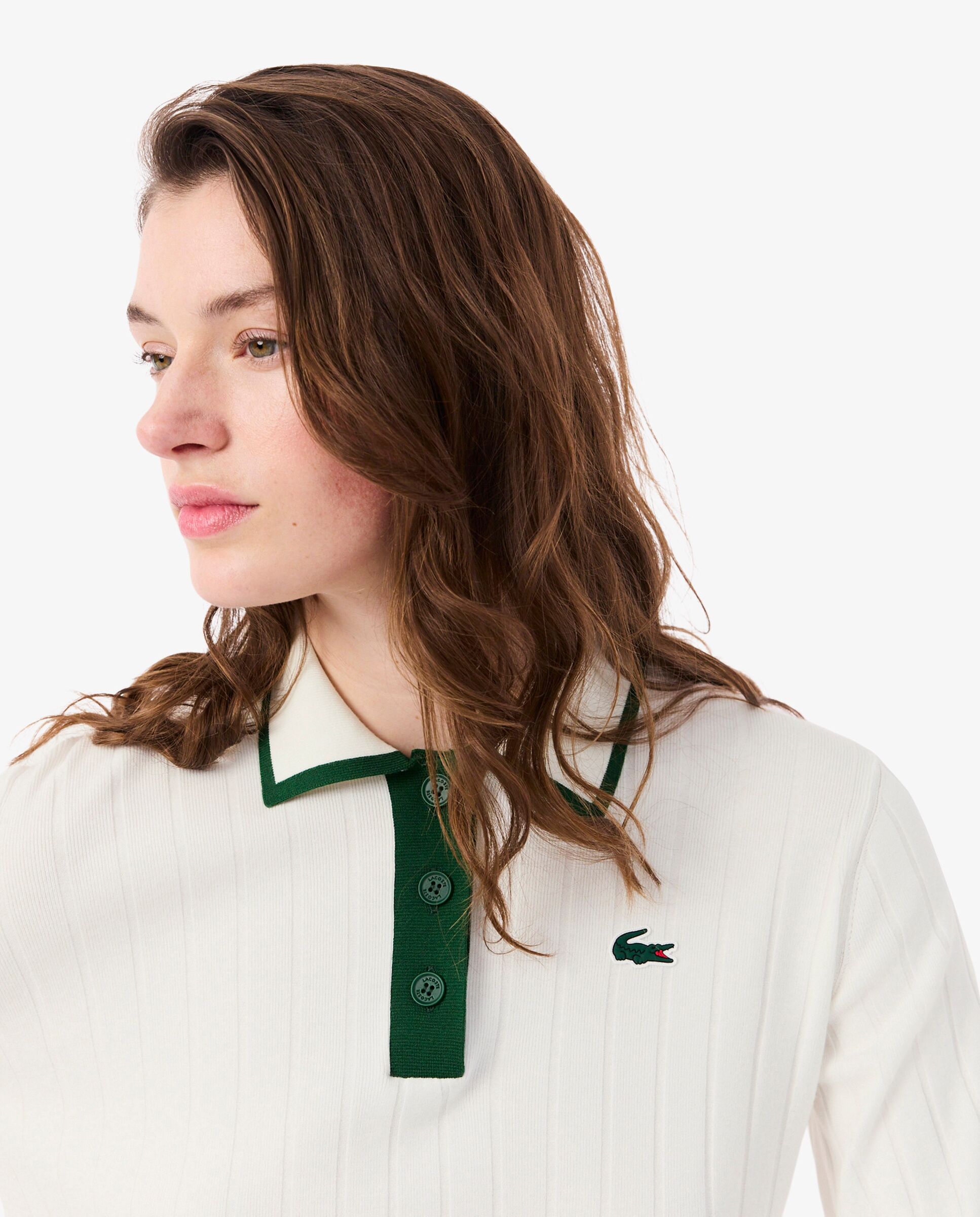 Jersey de golf elástico de mujer con cuello polo Lacoste - Verde Verde-3
