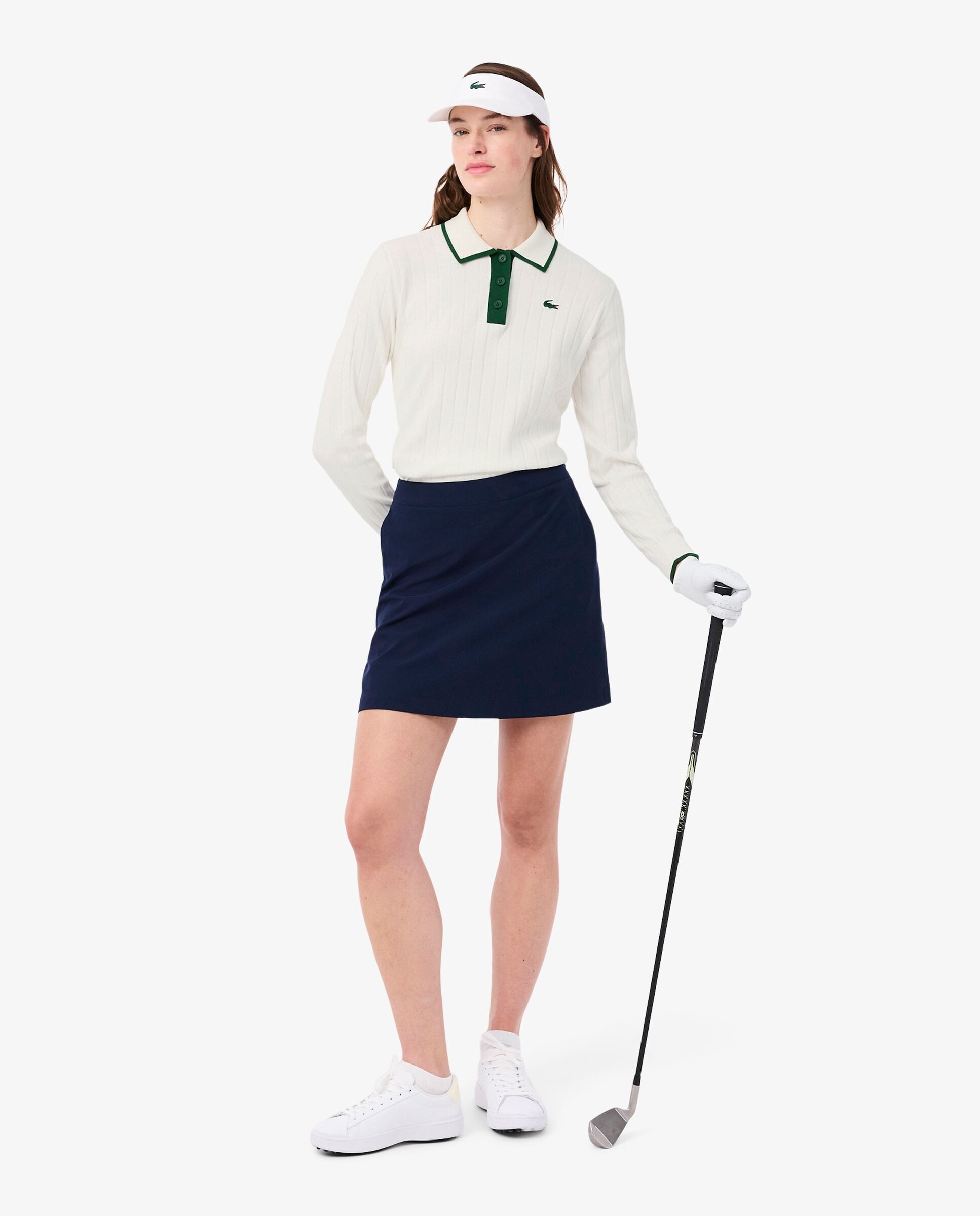 Jersey de golf elástico de mujer con cuello polo Lacoste - Verde Verde-4