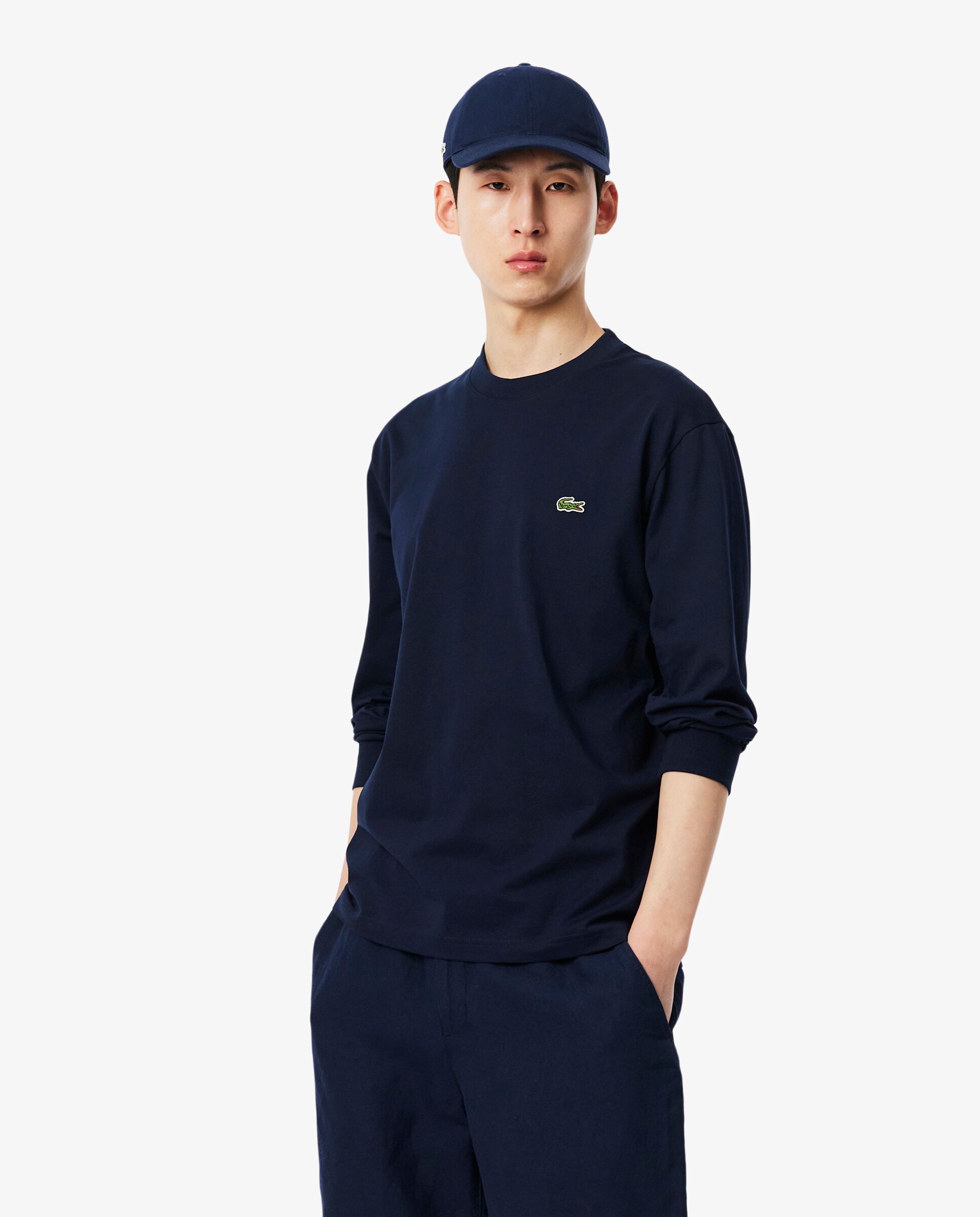 Imagen 0 de Camiseta de hombre de manga larga de algodón Azul marino