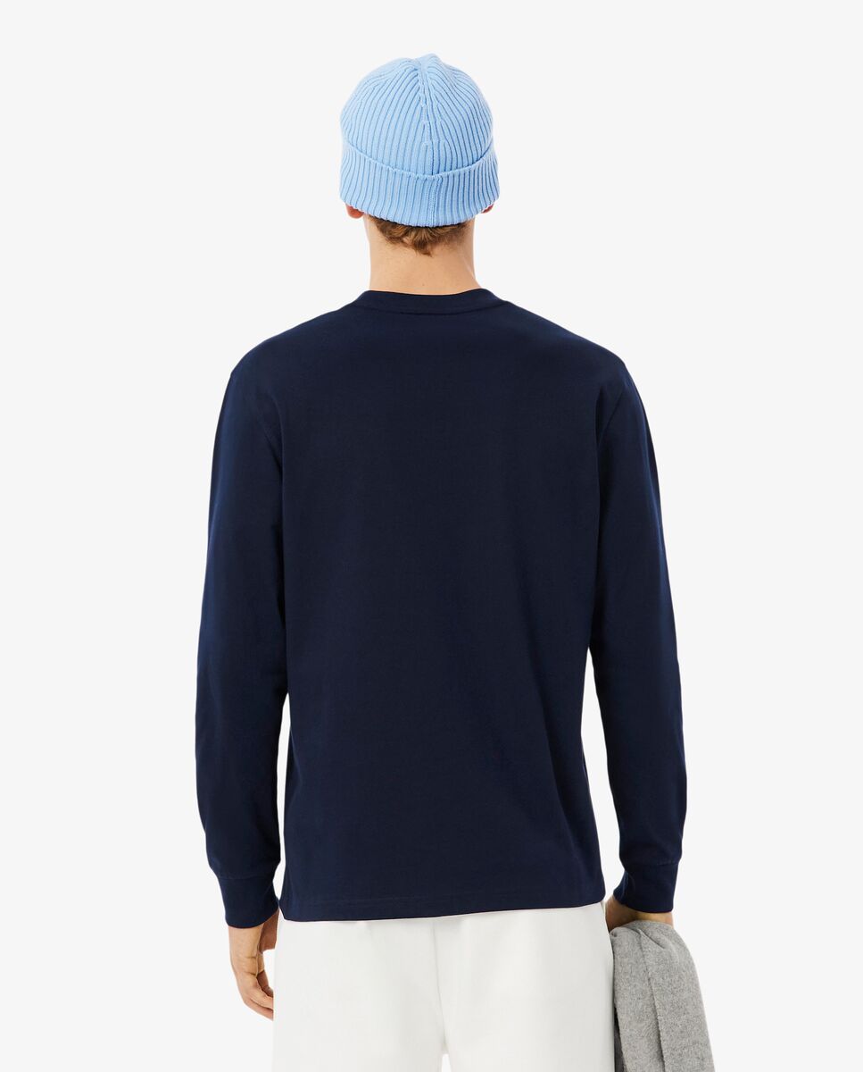 Camiseta de hombre de manga larga de algodón - Lacoste - Azul marino Azul marino-2