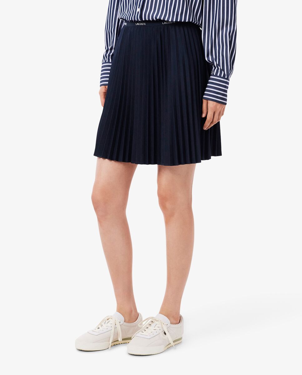 Falda corta plisada en blanco - Lacoste - Azul marino Azul marino-3