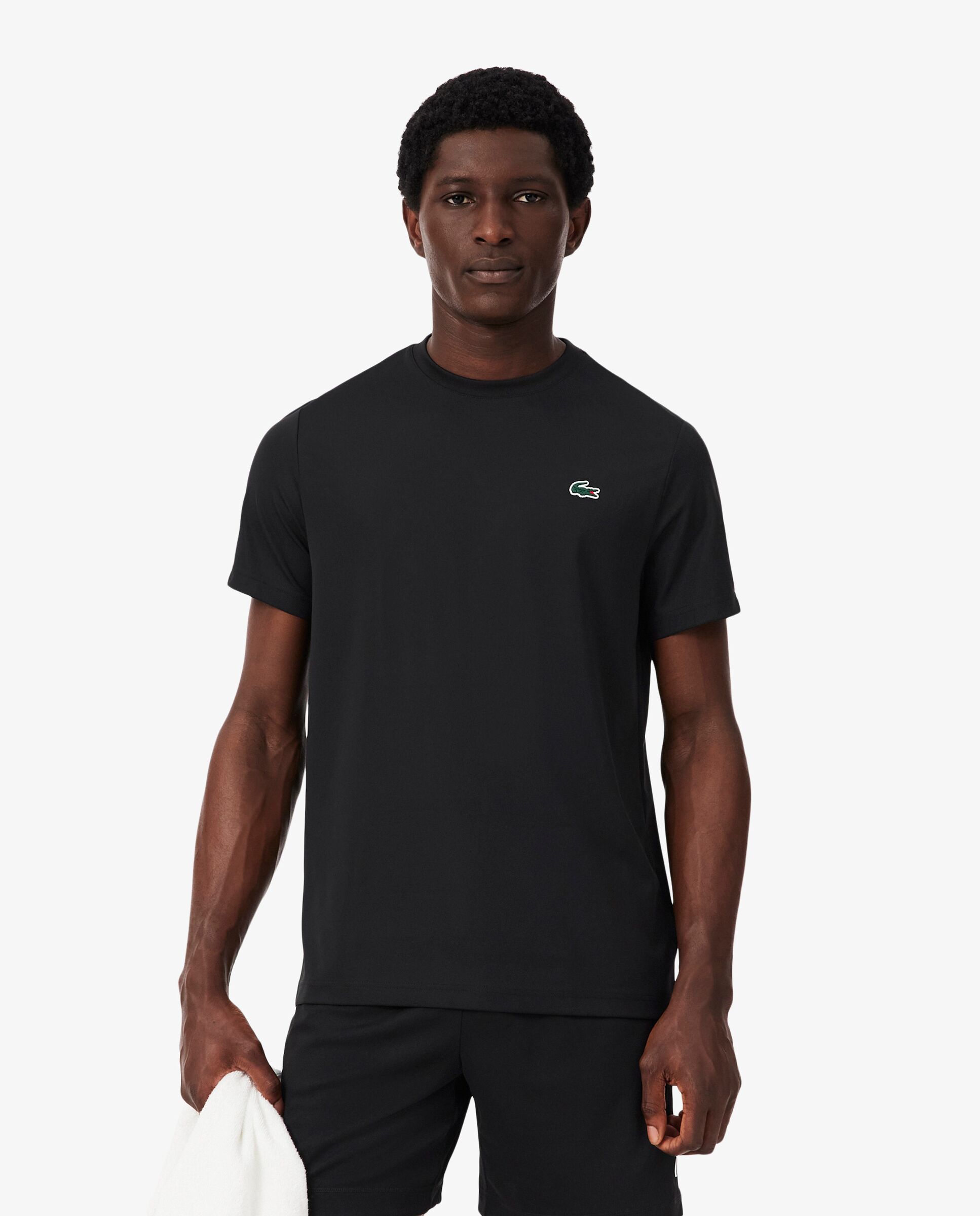 Camiseta de hombre deportiva elástica ligera con protección uv de manga corta - Negro Negro-1