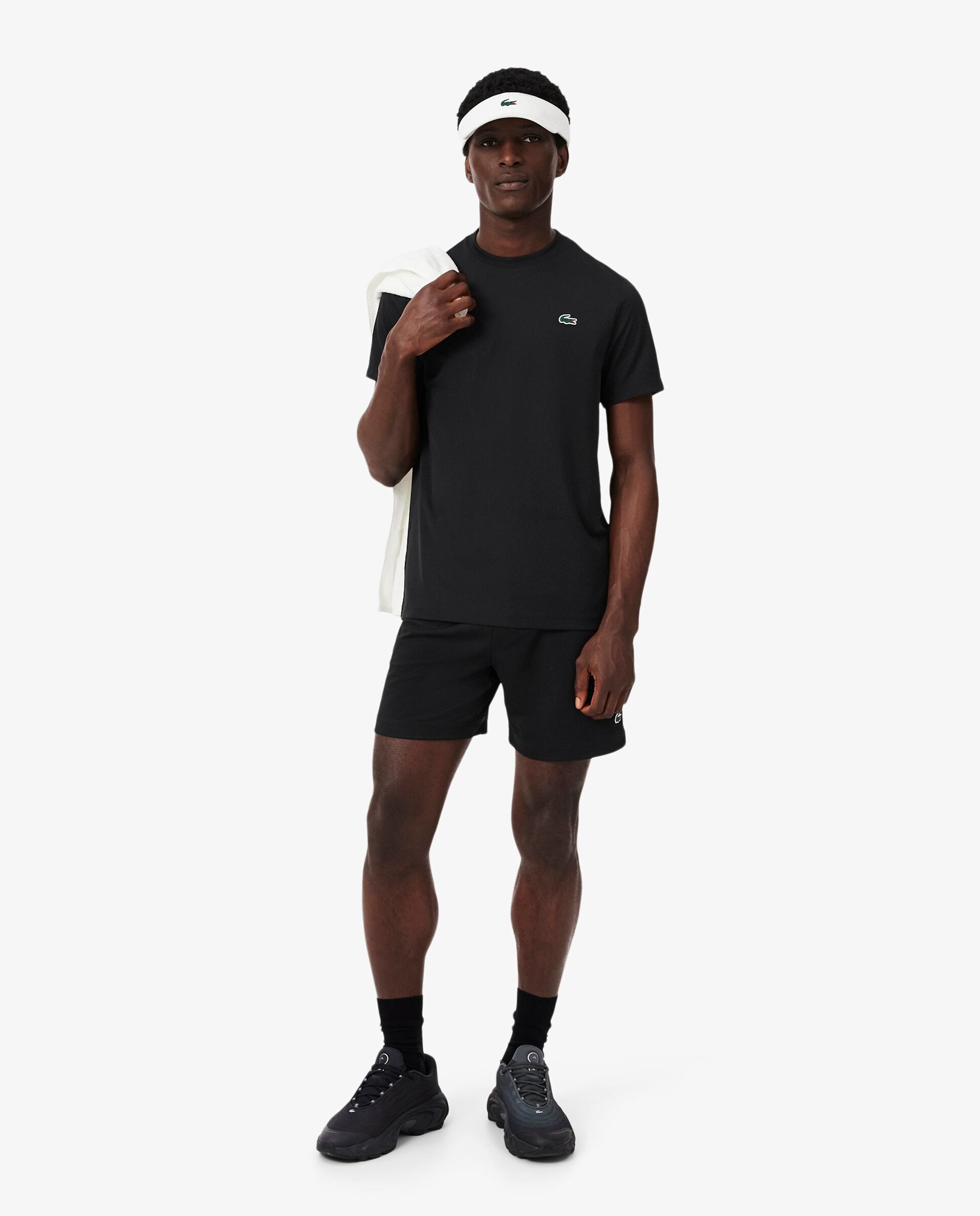Camiseta de hombre deportiva elástica ligera con protección uv de manga corta - Negro Negro-4