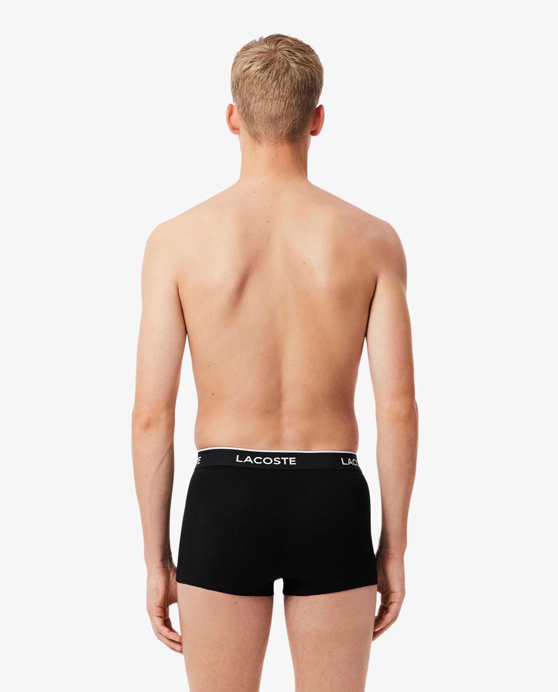 Pack de 3 calzoncillos de algodón elástico con logo en la cintura - Lacoste - Negro mate Negro mate-2