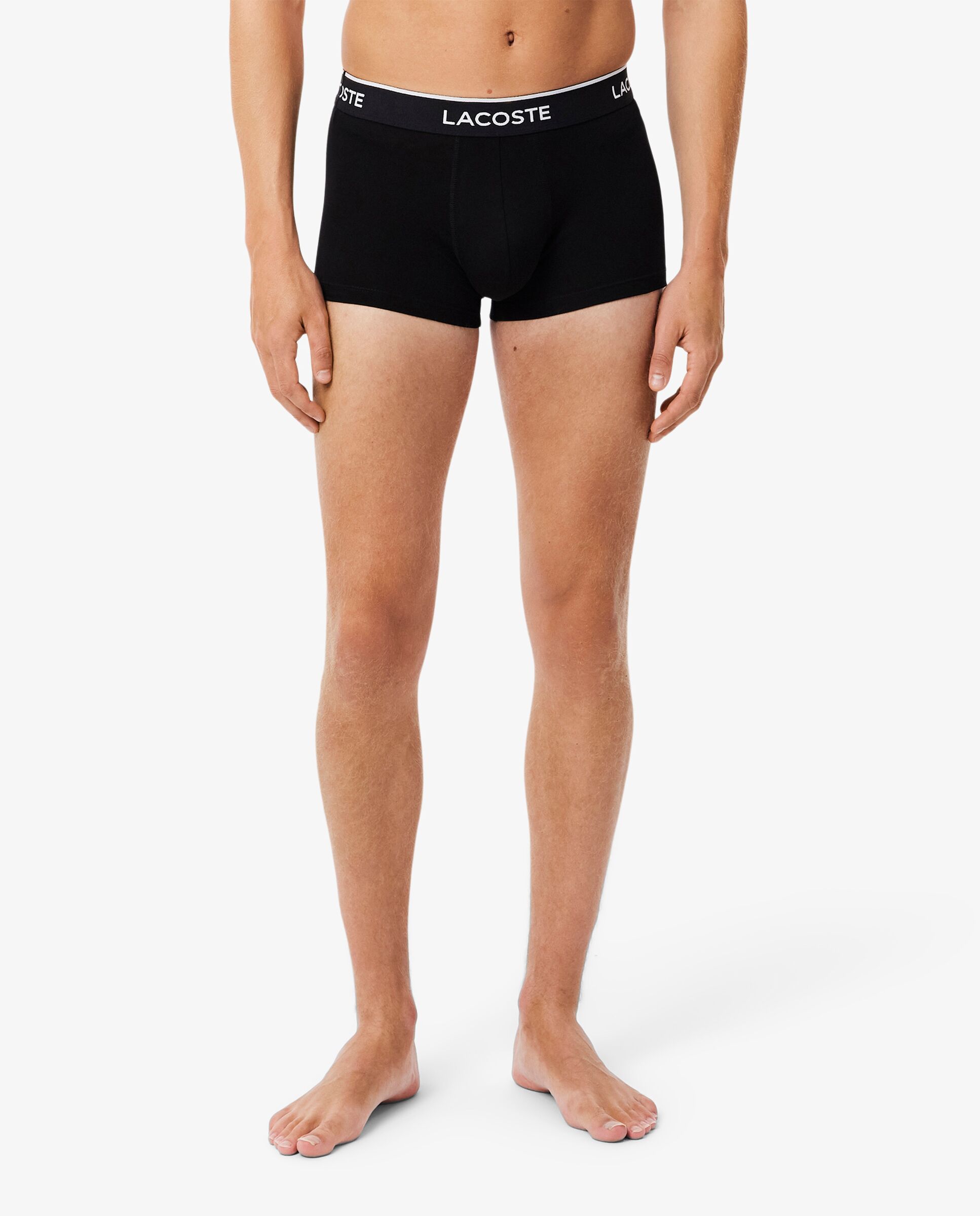 Pack de 3 calzoncillos de algodón elástico con logo en la cintura - Lacoste - Negro mate Negro mate-3
