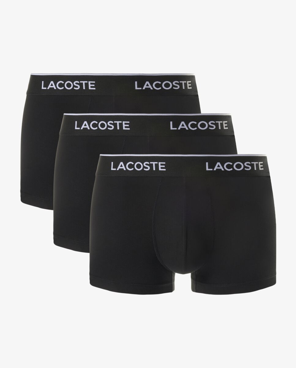 Pack de 3 calzoncillos de algodón elástico con logo en la cintura - Lacoste - Negro mate Negro mate-6