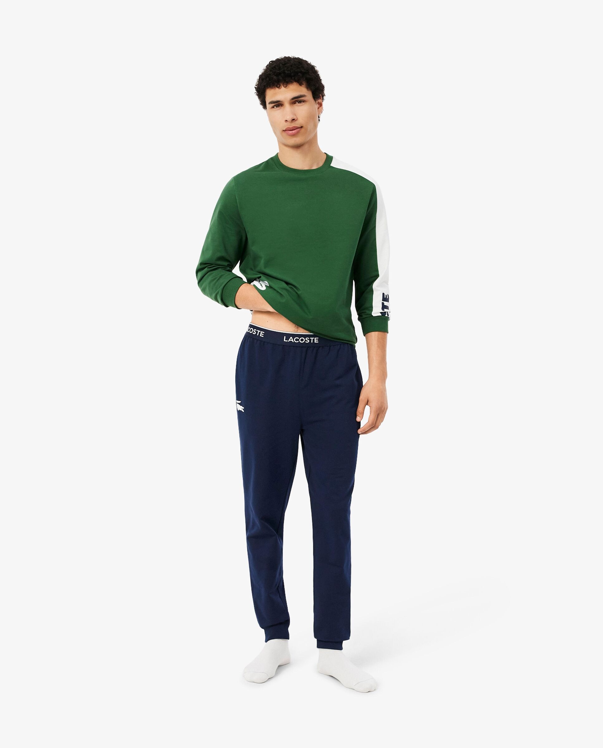 Joggers confort de polar con logo en la cintura de hombre - Lacoste - Blanco Blanco-4