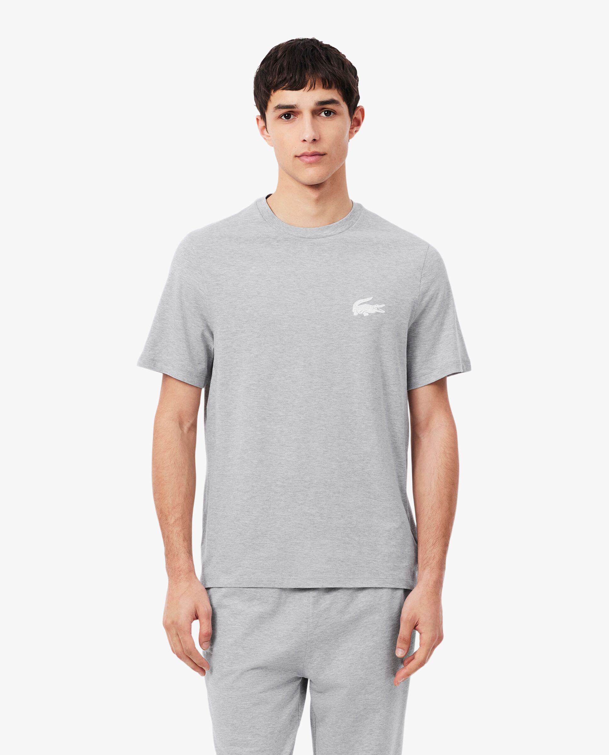Camiseta Lacoste loungewear de algodón con micrologo - Gris oscuro Gris oscuro-1