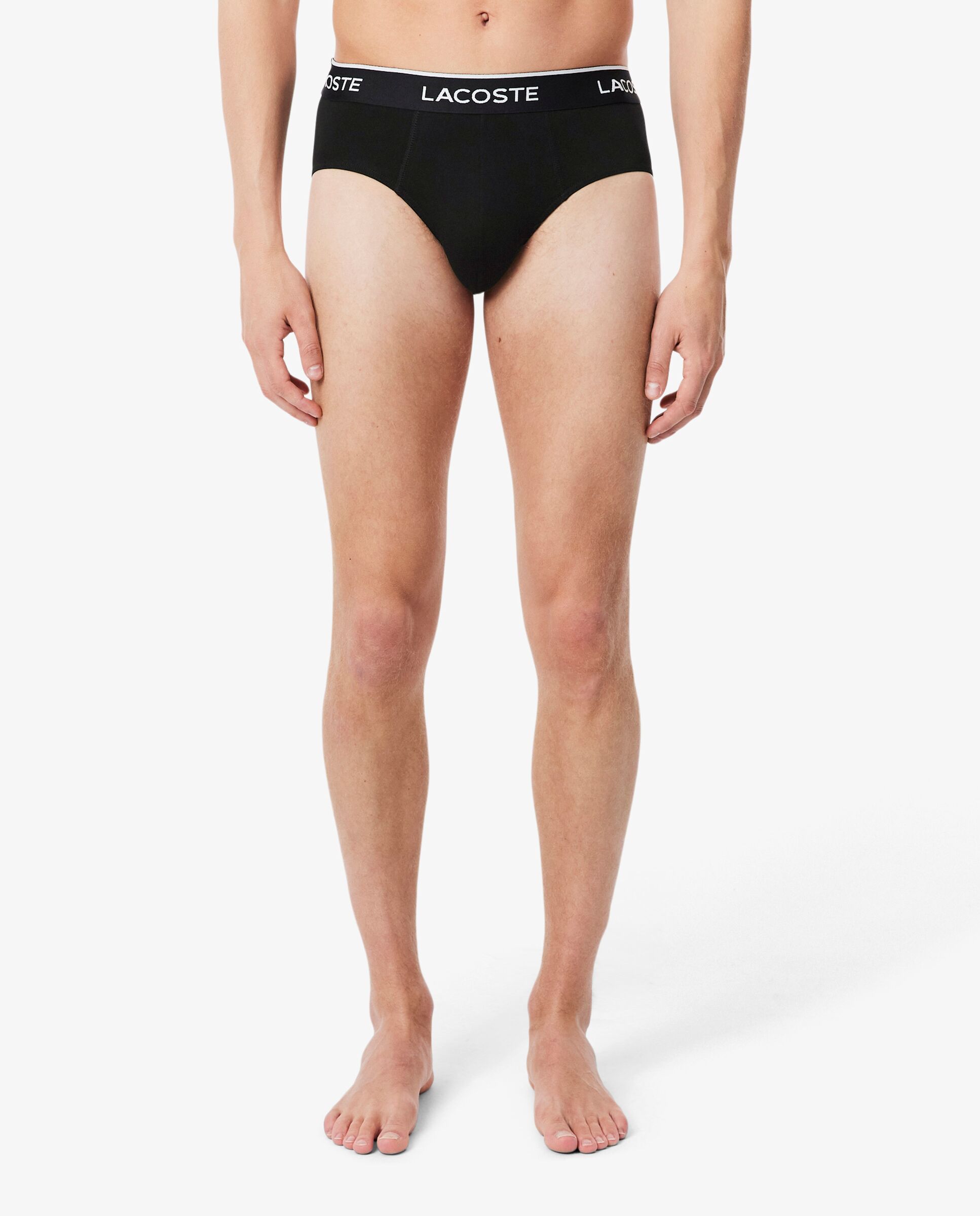 Pack de 3 calzoncillos de algodón monocromáticos con logo en la cintura - Lacoste - Negro / Blanco Negro / Blanco-3