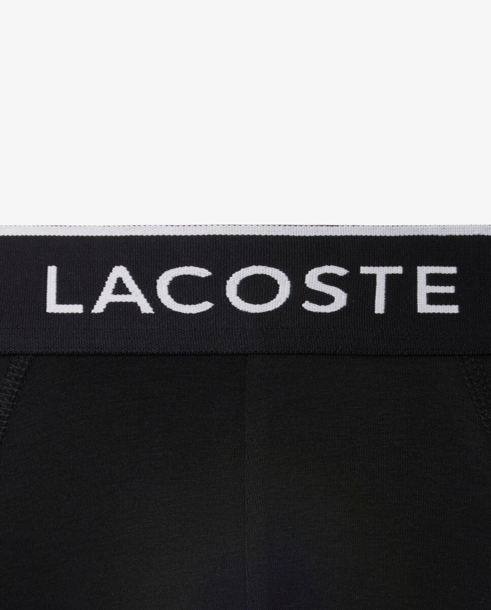 Pack de 3 calzoncillos de algodón monocromáticos con logo en la cintura - Lacoste - Negro / Blanco Negro / Blanco-5