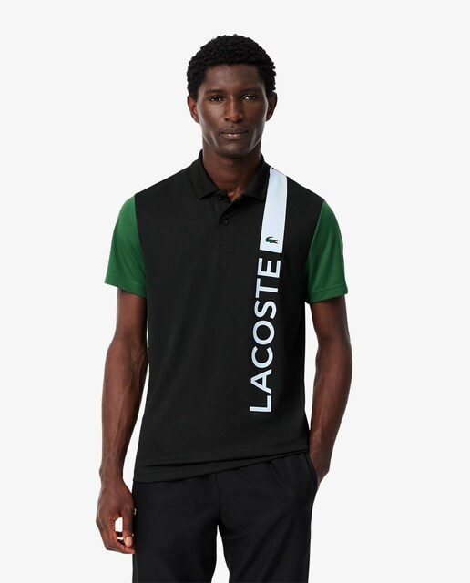 Imagen 0 de Polo de hombre deportivo con estampado de marca Ultra Dry en negro de manga corta
