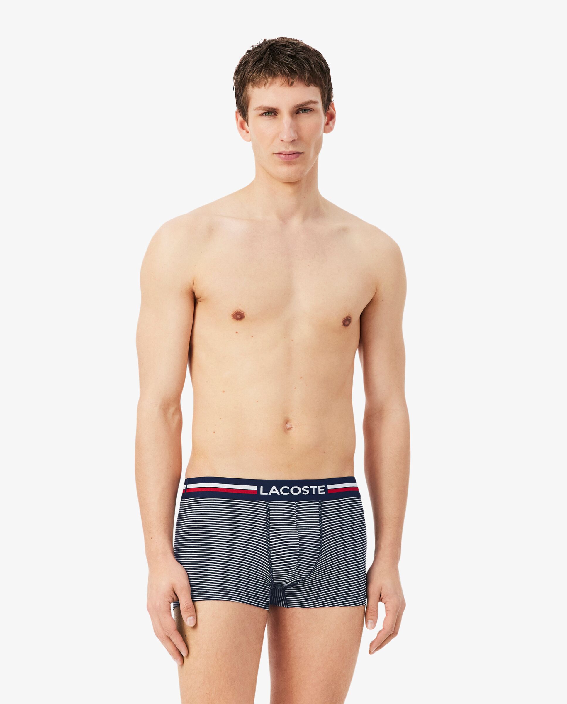 Pack de 3 calzoncillos de algodón elástico con logo en la cintura - Lacoste - Blanco Blanco-1