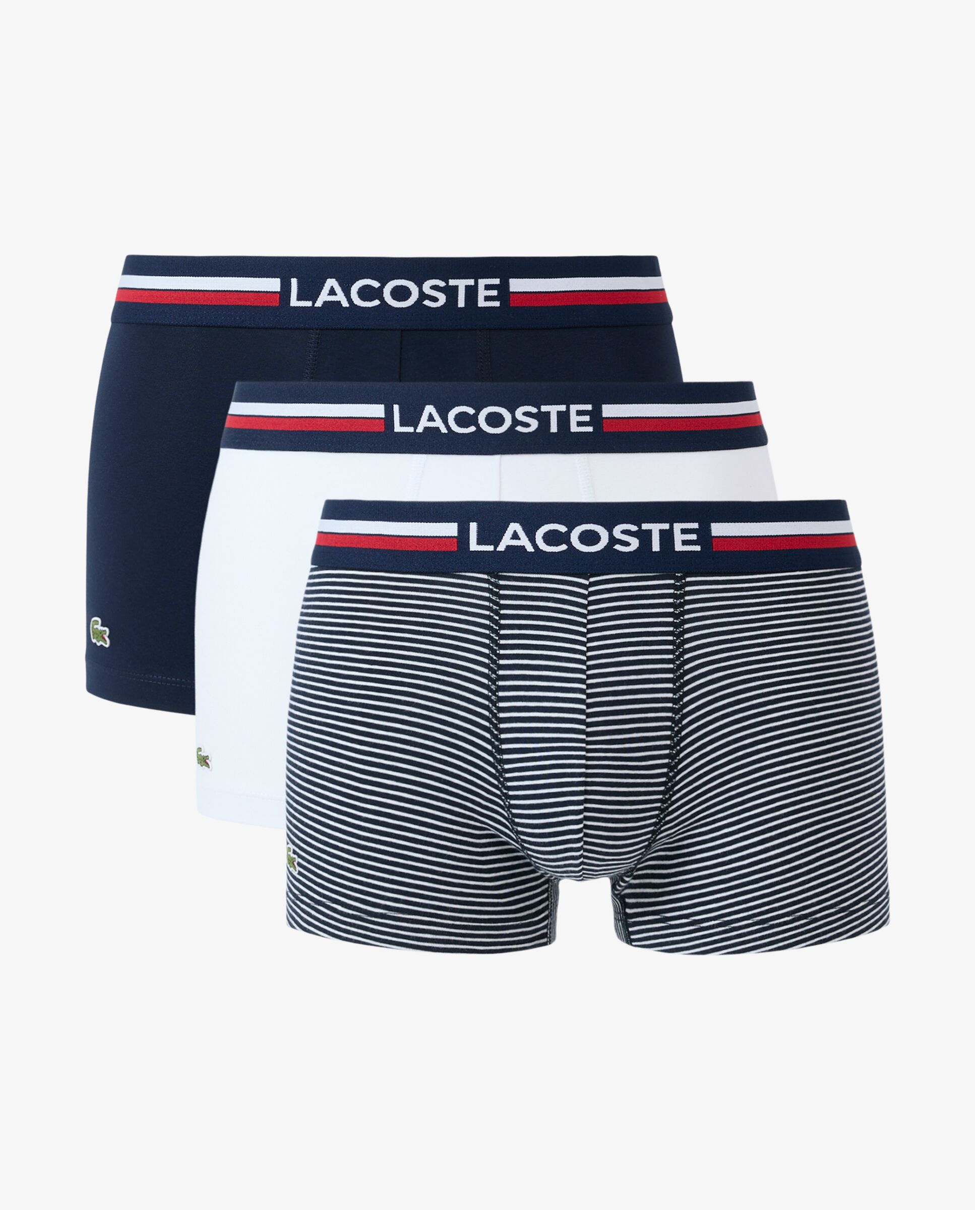 Pack de 3 calzoncillos de algodón elástico con logo en la cintura - Lacoste - Blanco Blanco-6
