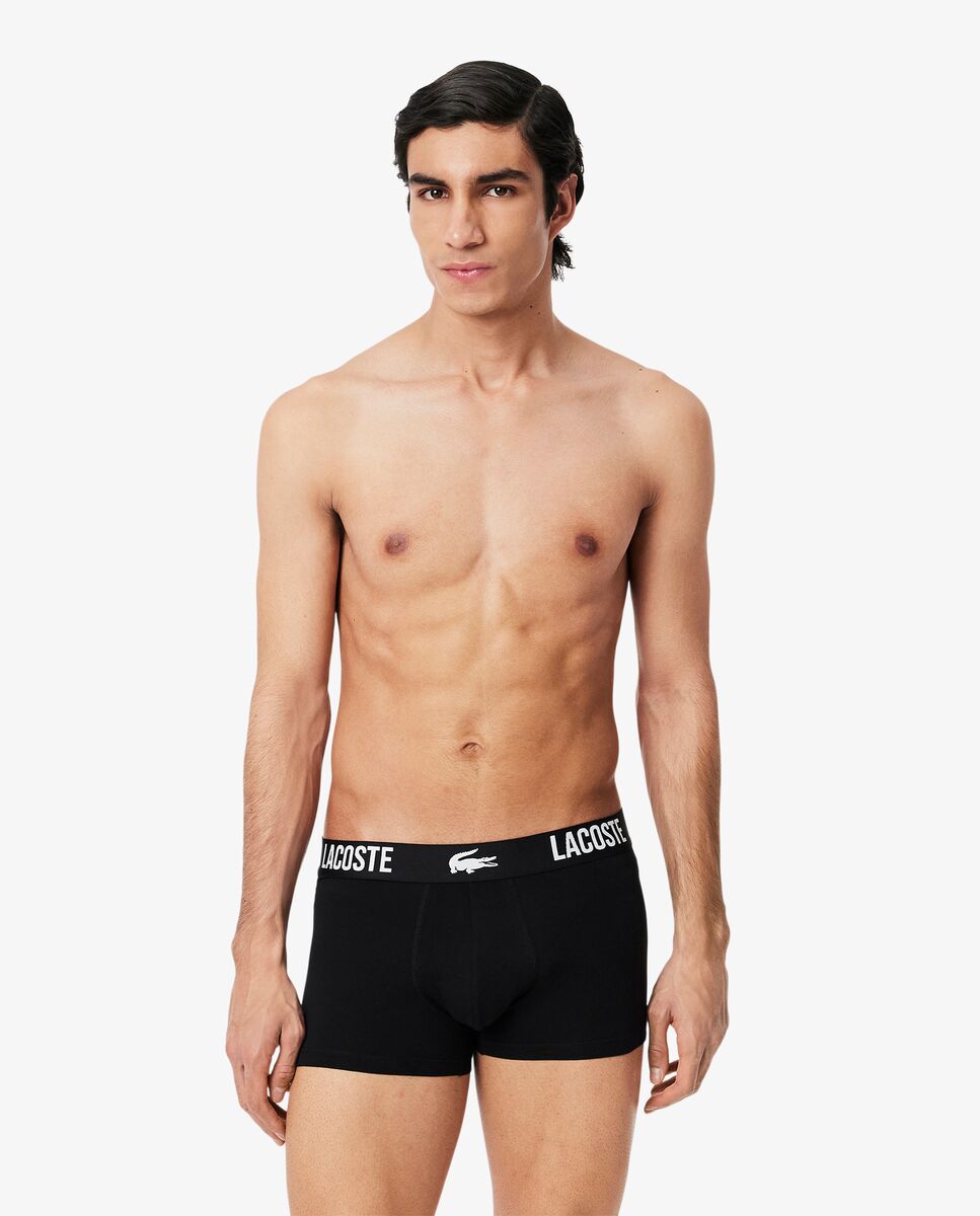 Pack de 3 bóxers de hombre de algodón elástico - Lacoste - Negro / Blanco Negro / Blanco-1