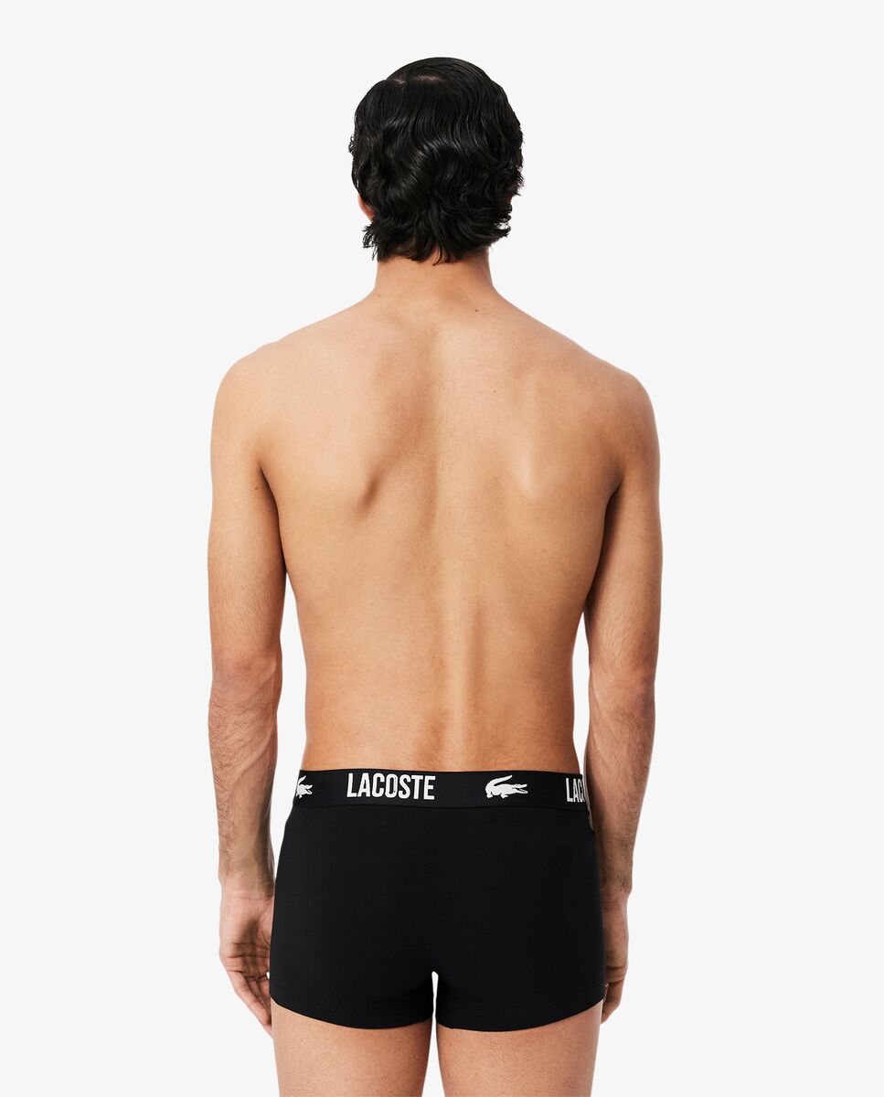 Pack de 3 bóxers de hombre de algodón elástico - Lacoste - Negro / Blanco Negro / Blanco-2