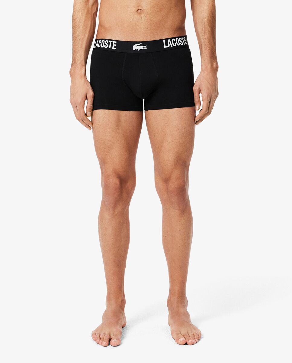 Pack de 3 bóxers de hombre de algodón elástico - Lacoste - Negro / Blanco Negro / Blanco-3