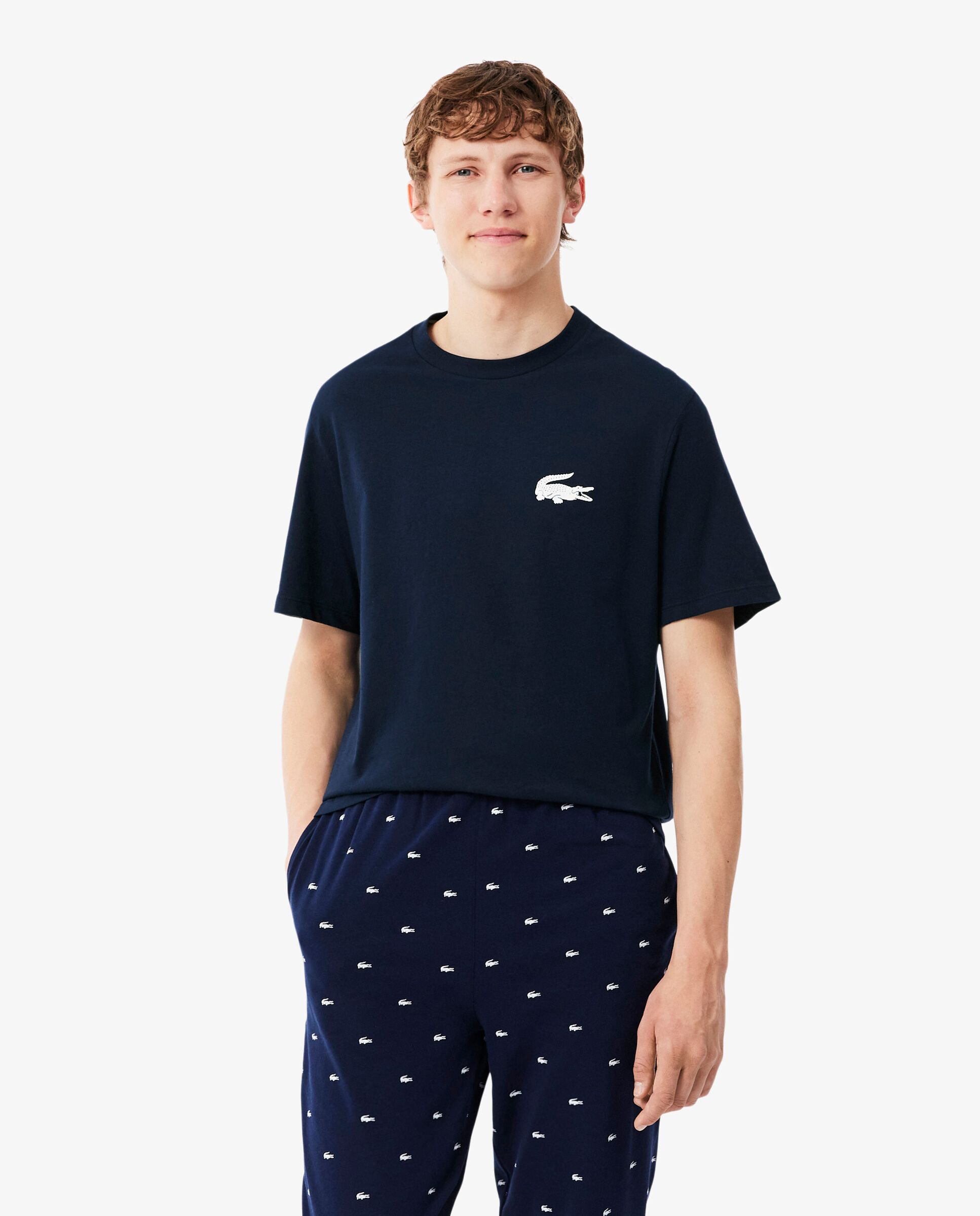 Camiseta Lacoste loungewear de algodón con micrologo - Blanco Blanco-1