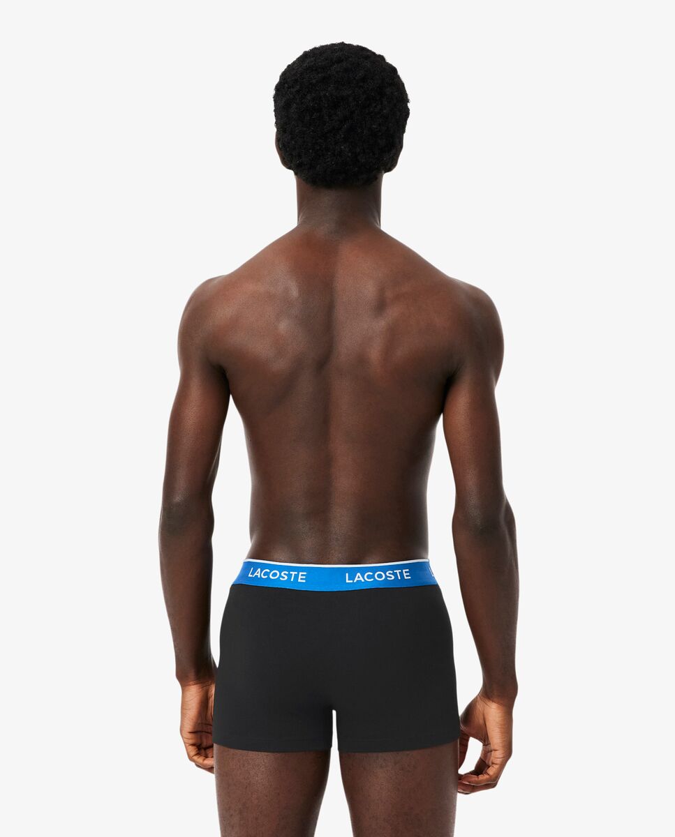 Pack de 3 calzoncillos de algodón elástico con logo en la cintura - Gris oscuro Negro / Azul-2