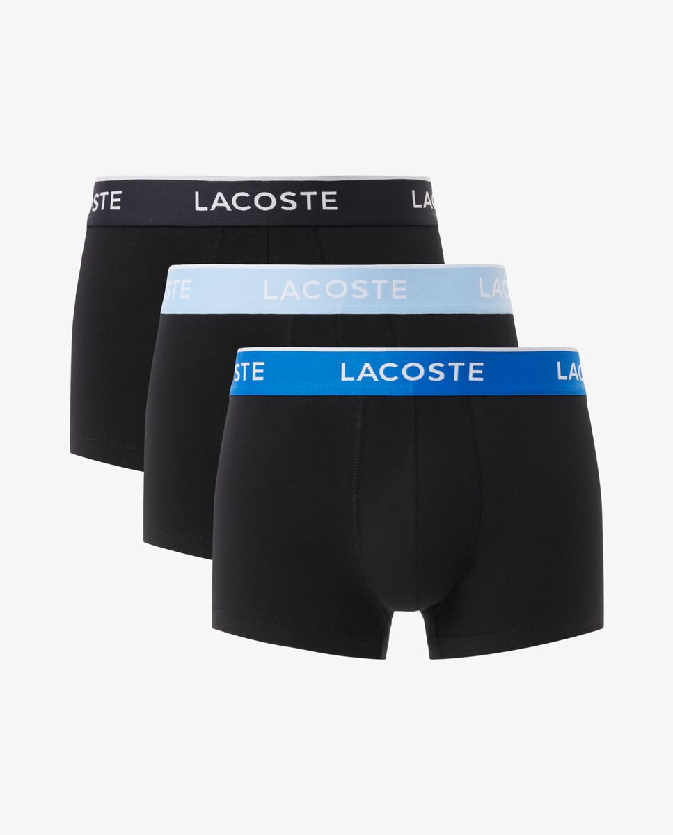 Pack de 3 calzoncillos de algodón elástico con logo en la cintura - Gris oscuro Negro / Azul-6
