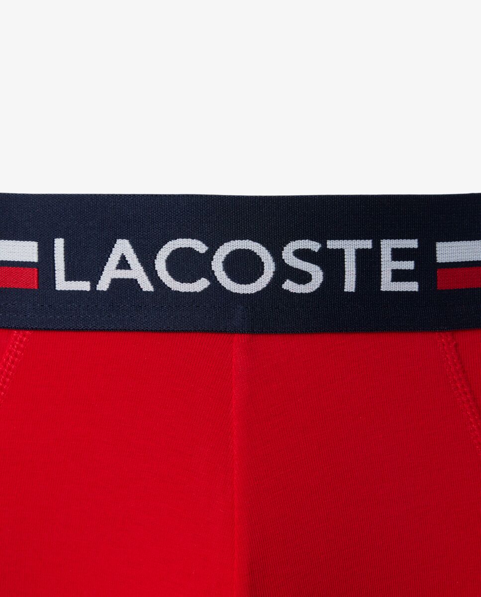 Pack de 3 calzoncillos de algodón monocromáticos con logo en la cintura - Lacoste - Rojo Rojo-5
