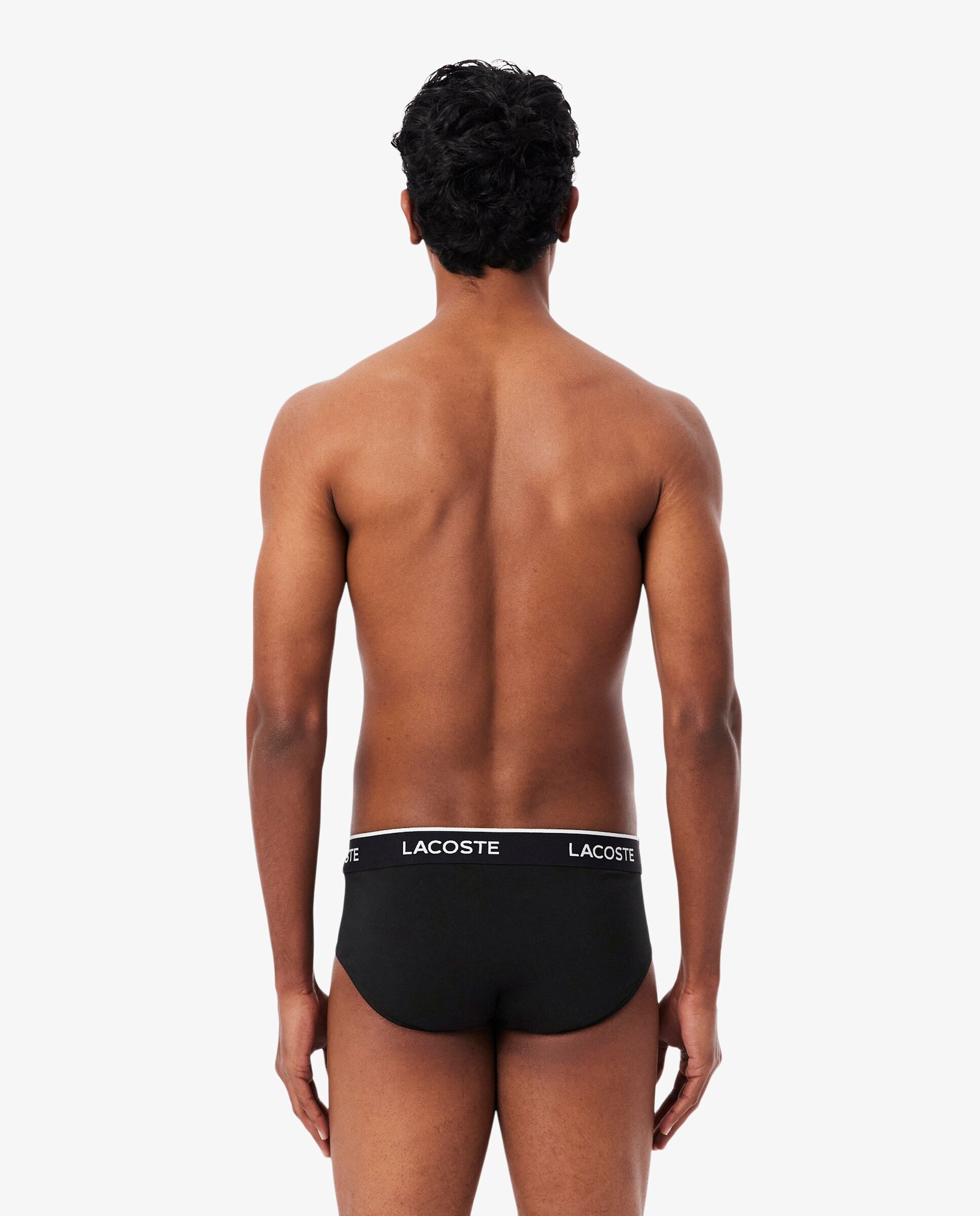 Pack de 3 calzoncillos de algodón monocromáticos con logo en la cintura - Lacoste - Negro / Gris Negro / Gris-2