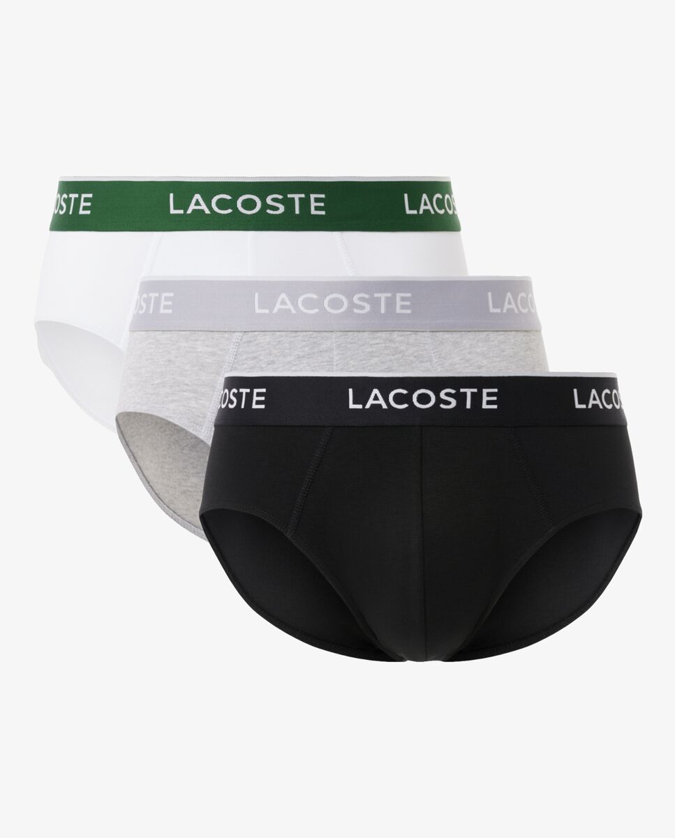 Pack de 3 calzoncillos de algodón monocromáticos con logo en la cintura - Lacoste - Negro / Gris Negro / Gris-6