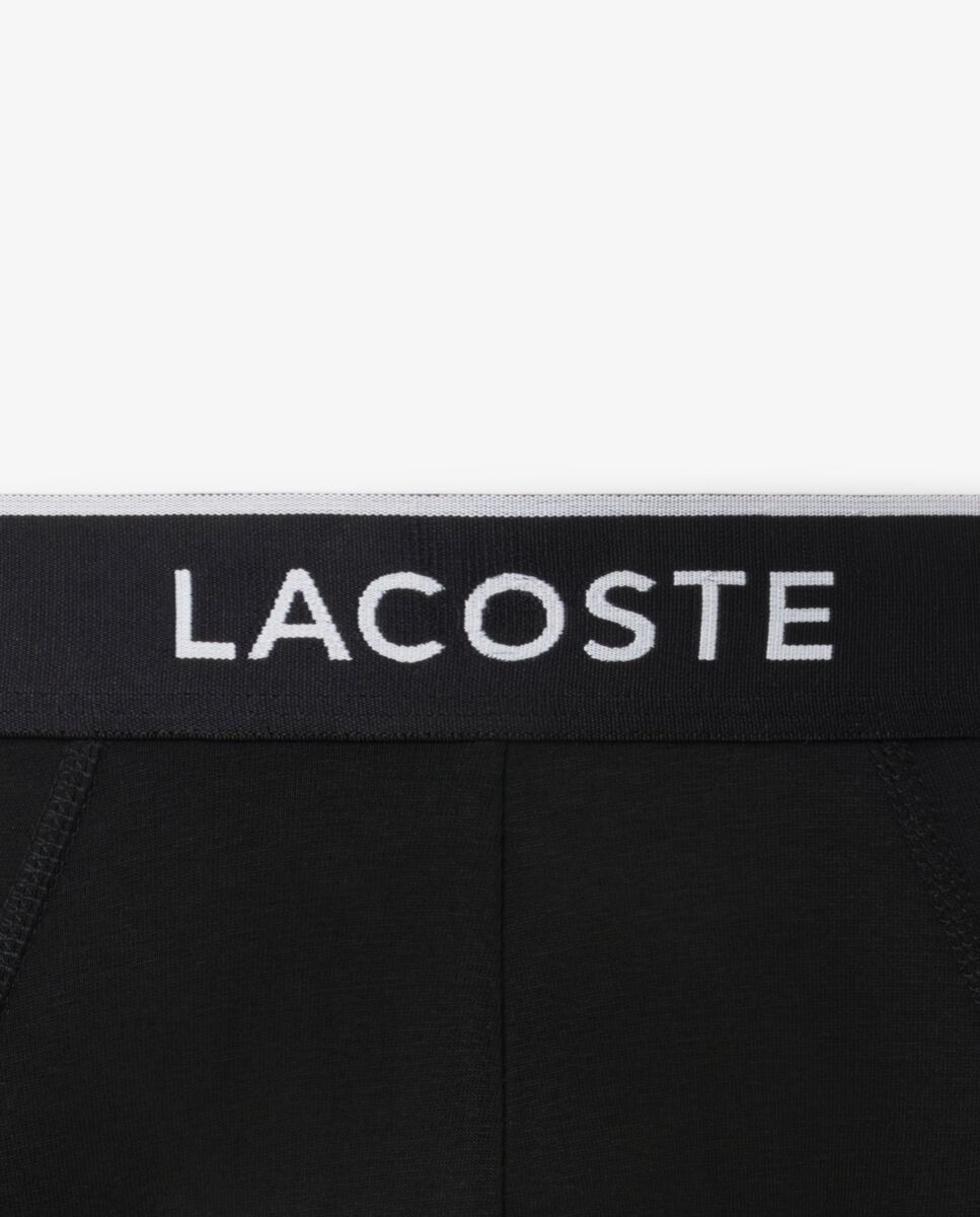 Pack de 3 calzoncillos de algodón monocromáticos con logo en la cintura - Lacoste - Negro / Gris Negro / Gris-5