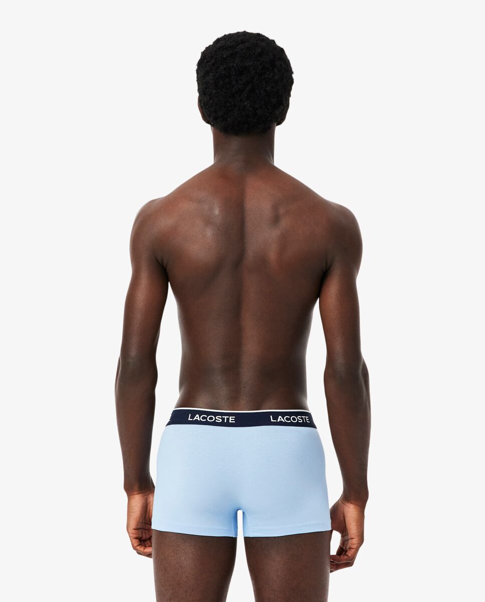 Pack de 3 calzoncillos de algodón elástico con logo en la cintura - Lacoste - Azul celeste Azul celeste-2