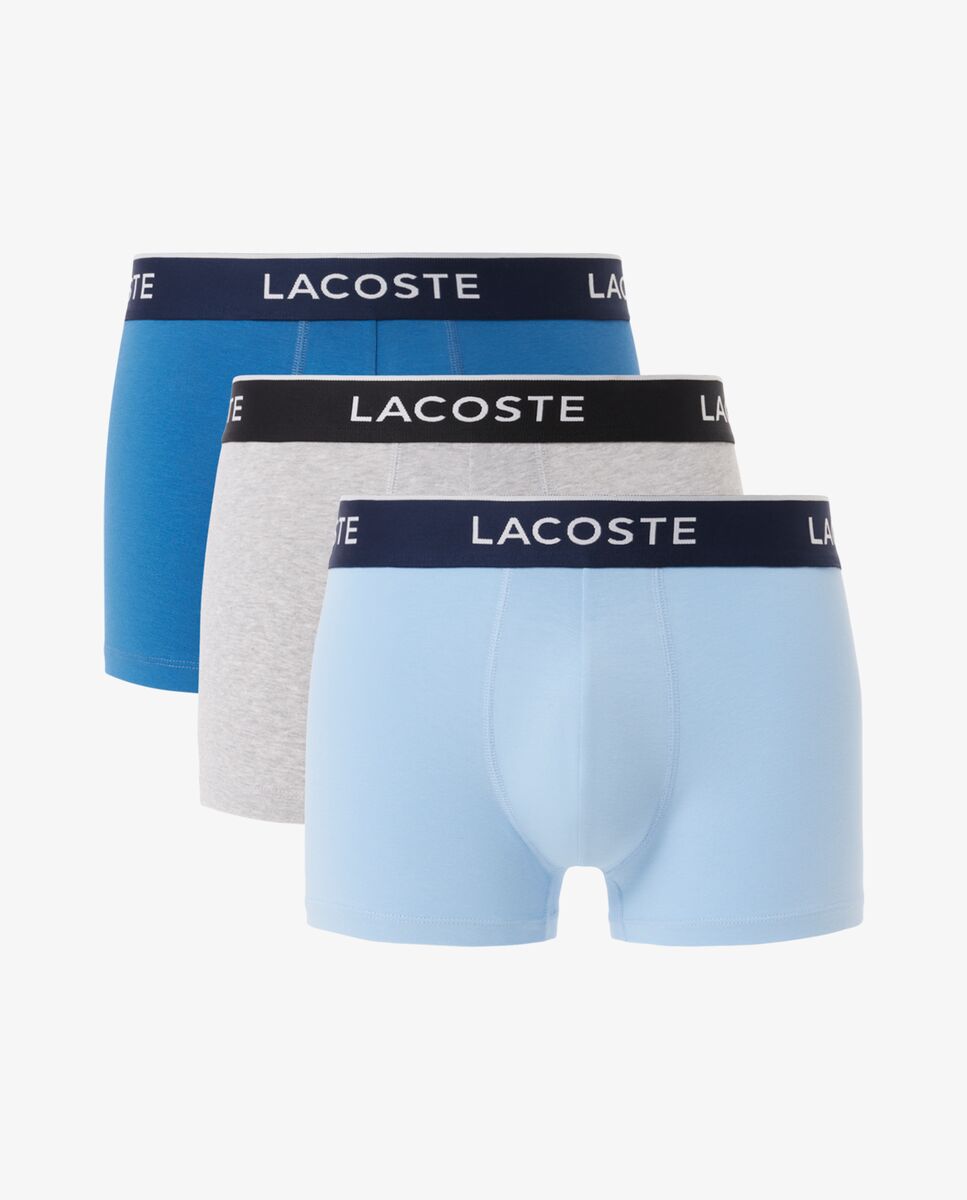 Pack de 3 calzoncillos de algodón elástico con logo en la cintura - Lacoste - Azul celeste Azul celeste-6