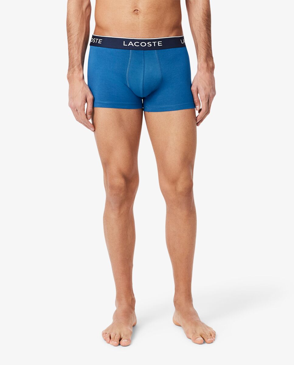 Pack de 3 calzoncillos de algodón elástico con logo en la cintura - Lacoste - Azul celeste Azul celeste-5