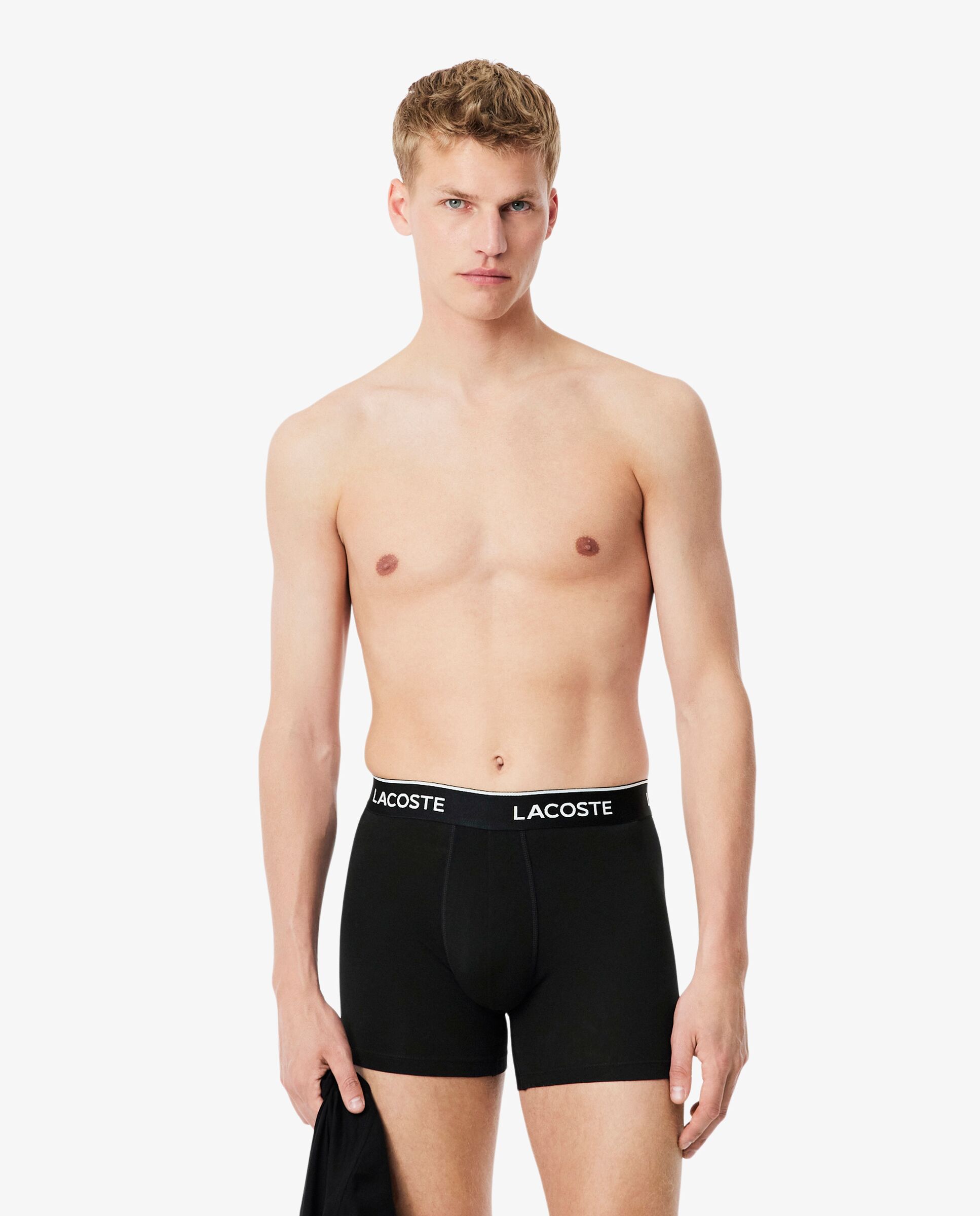 Pack de 3 bóxers de hombre de punto de algodón elástico - Lacoste - Negro Negro-1