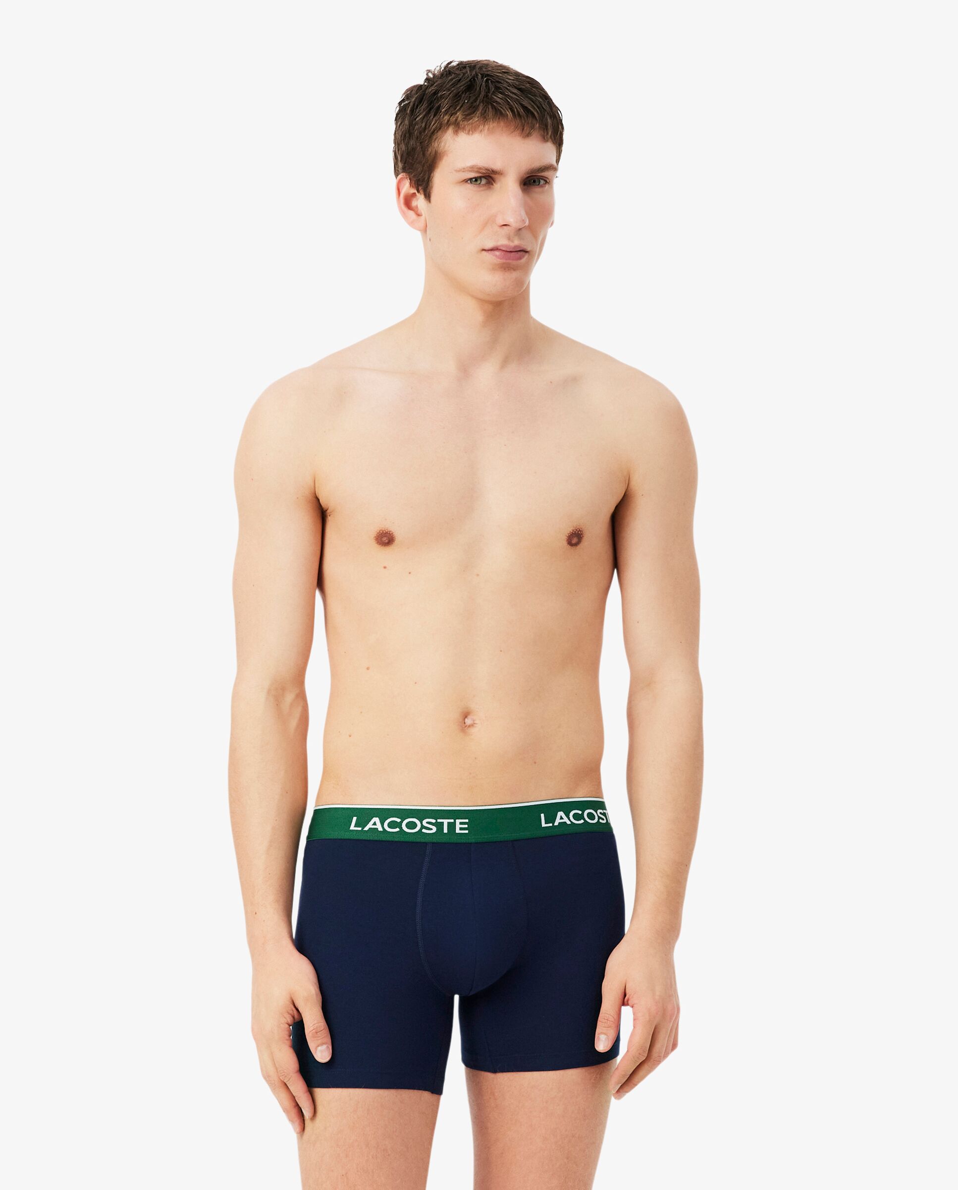 Pack de hombre de 3 calzoncillos de hombre de algodón elástico en azul - Lacoste - Azul marino Azul marino-1