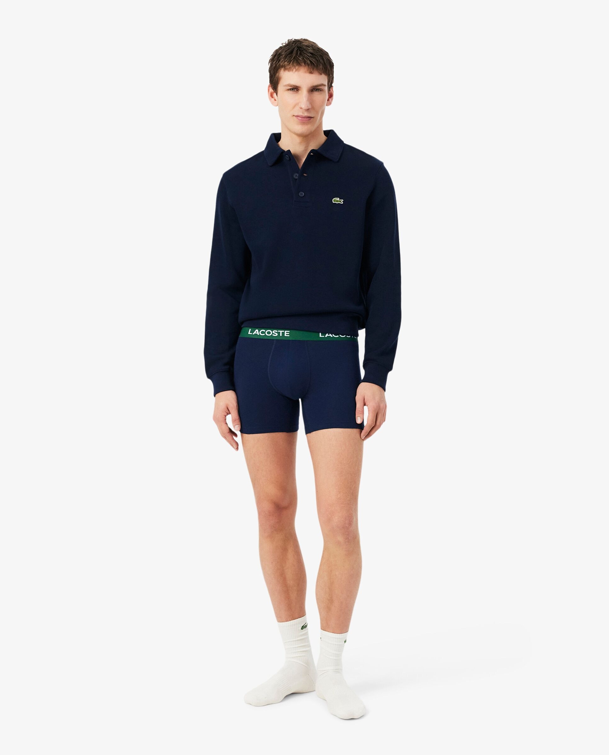Pack de hombre de 3 calzoncillos de hombre de algodón elástico en azul - Lacoste - Azul marino Azul marino-4