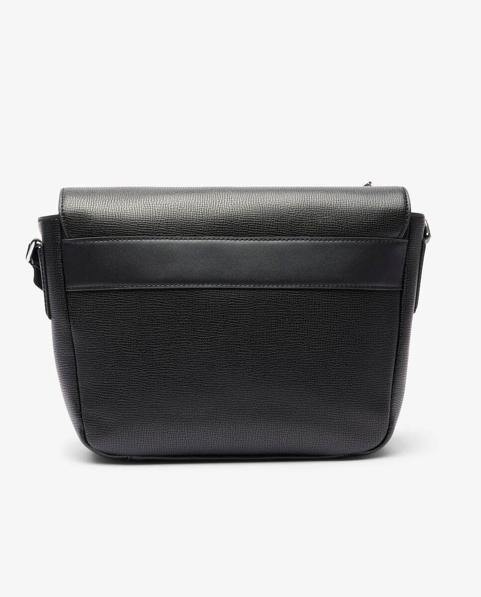 Portadocumentos con cierre de solapa ossian de piel en morel - Lacoste - Negro Negro-4