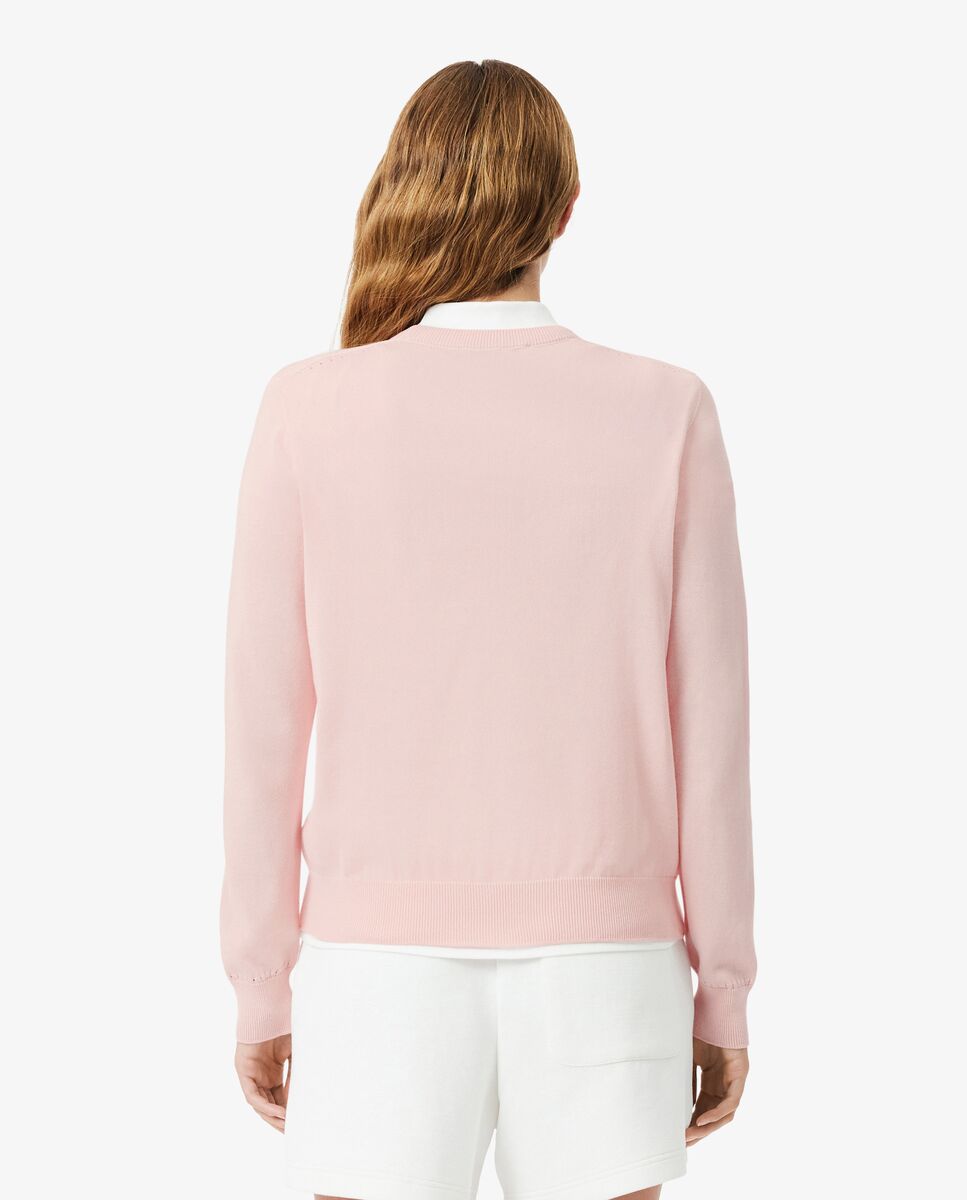 De cuello redondo de punto 3d en rosa de manga larga - Lacoste - Rosa Rosa-2