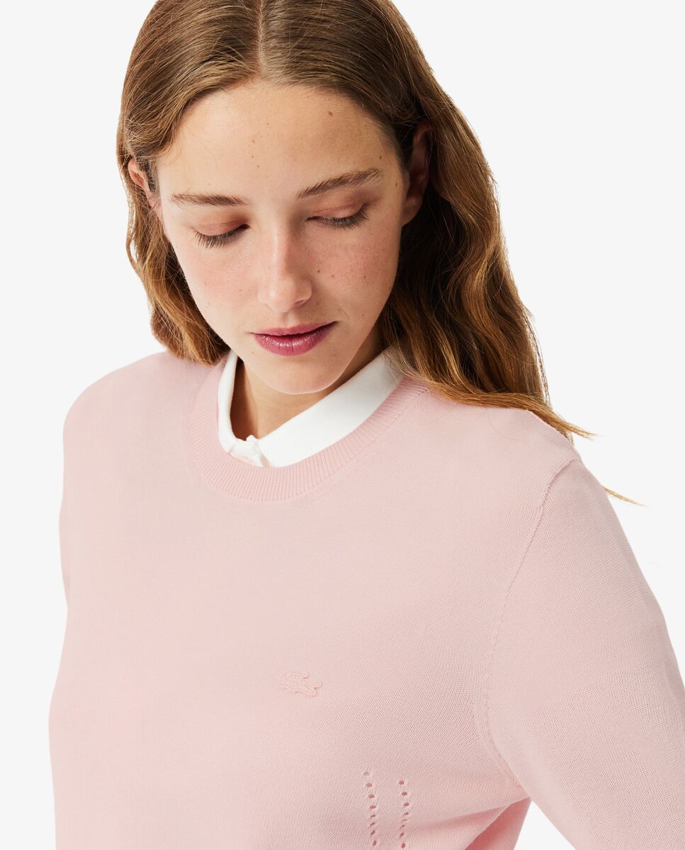 De cuello redondo de punto 3d en rosa de manga larga - Lacoste - Rosa Rosa-3