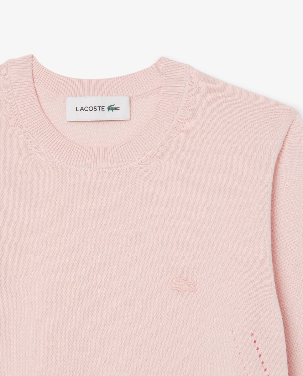 De cuello redondo de punto 3d en rosa de manga larga - Lacoste - Rosa Rosa-5