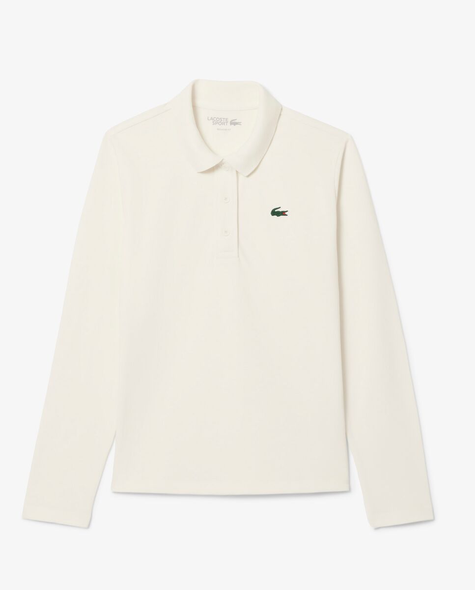 Lacoste - Polo de mujer de golf termorregulador con protección UV en azul de manga corta.